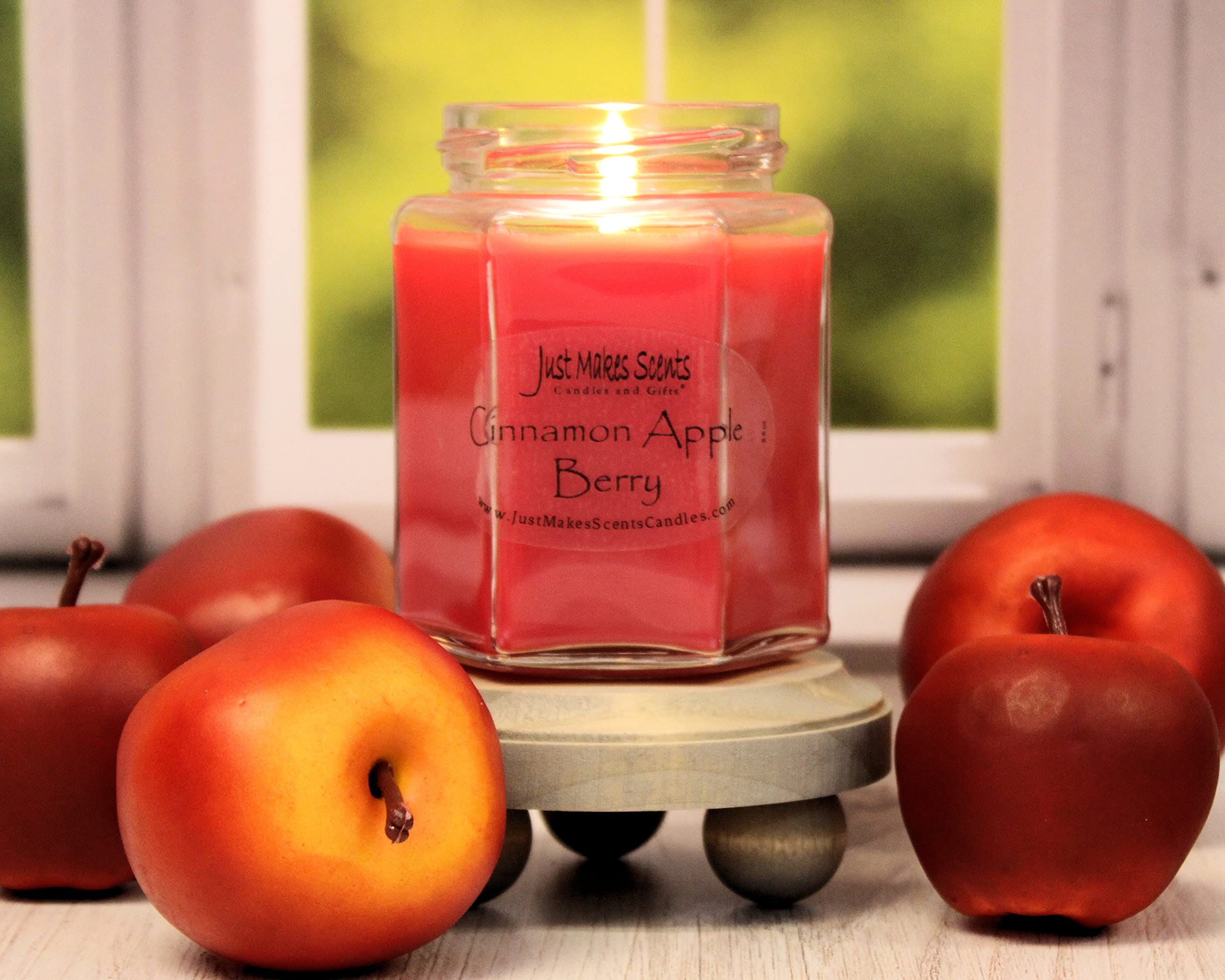 3 Pack - Cinnamon Apple Berry Scented Candles | Natural Soy Wax, Hand Poured in USA | Fall & Winter Home Decor, Cozy Aromatherapy for Living Room, Bedroom & Office