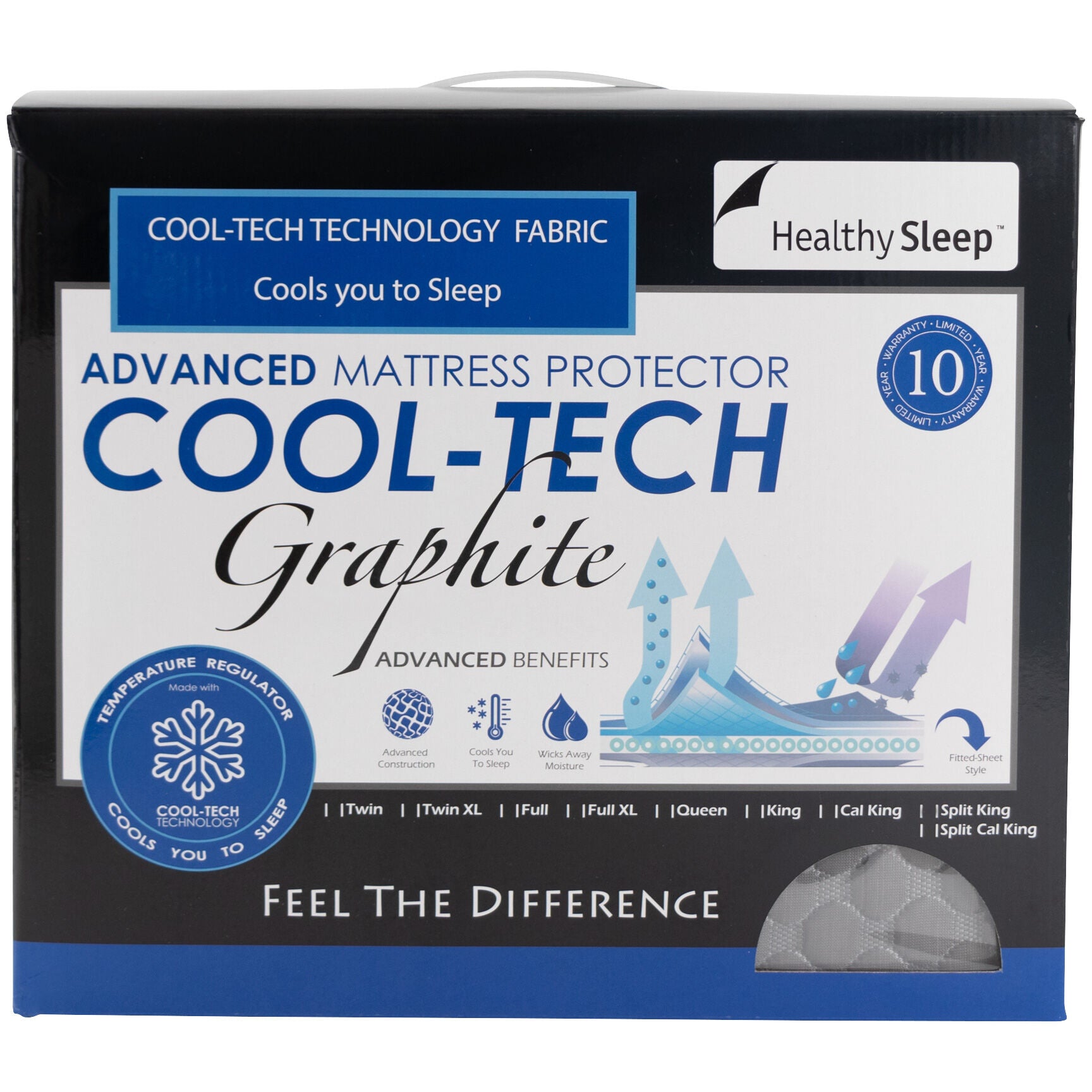 CoolTech Waterproof Mattress Protector - Queen Size, Hypoallergenic & Breathable for Allergy Relief - Perfect for Bedrooms, Guest Rooms & Dorm Use