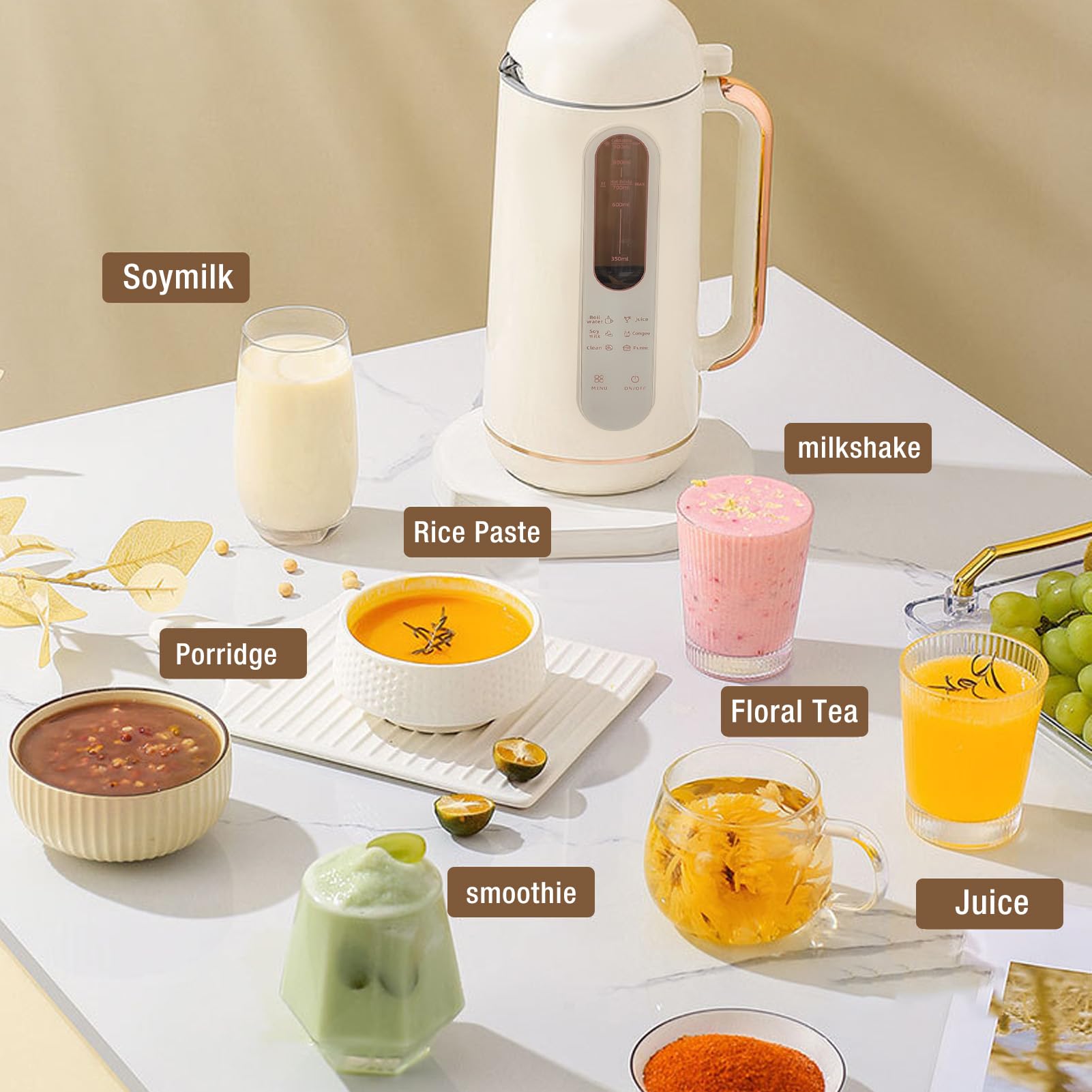 900ML Automatic Soy Milk Maker Machine - Nut Milk Maker for Almonds, Oats, Soybeans | US Plug 110V | Perfect for Healthy Breakfast, Baby Food & Vegan Recipes