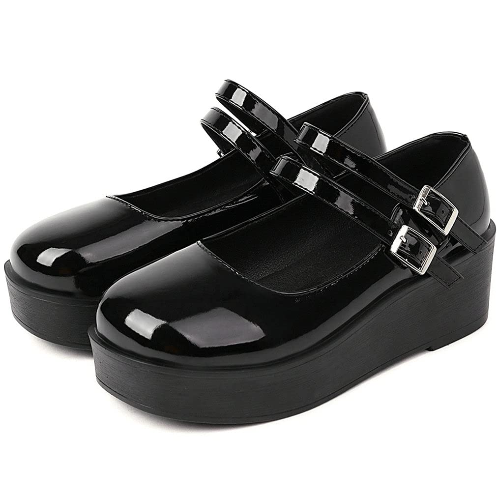 LUXMAX Women's Gothic Punk Platform Wedge Shoes - Mary Jane High Heels for Women | Perfect for Night Out, Cosplay & Alternative Fashion
