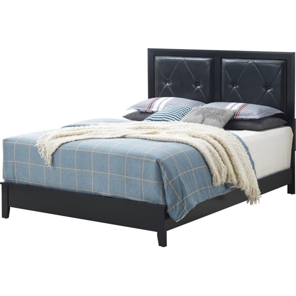 Glory Furniture Primo Queen Panel Bed Frame - Black Wooden Platform Bed with Headboard | Perfect for Master Bedroom, Guest Room & Modern Home Decor