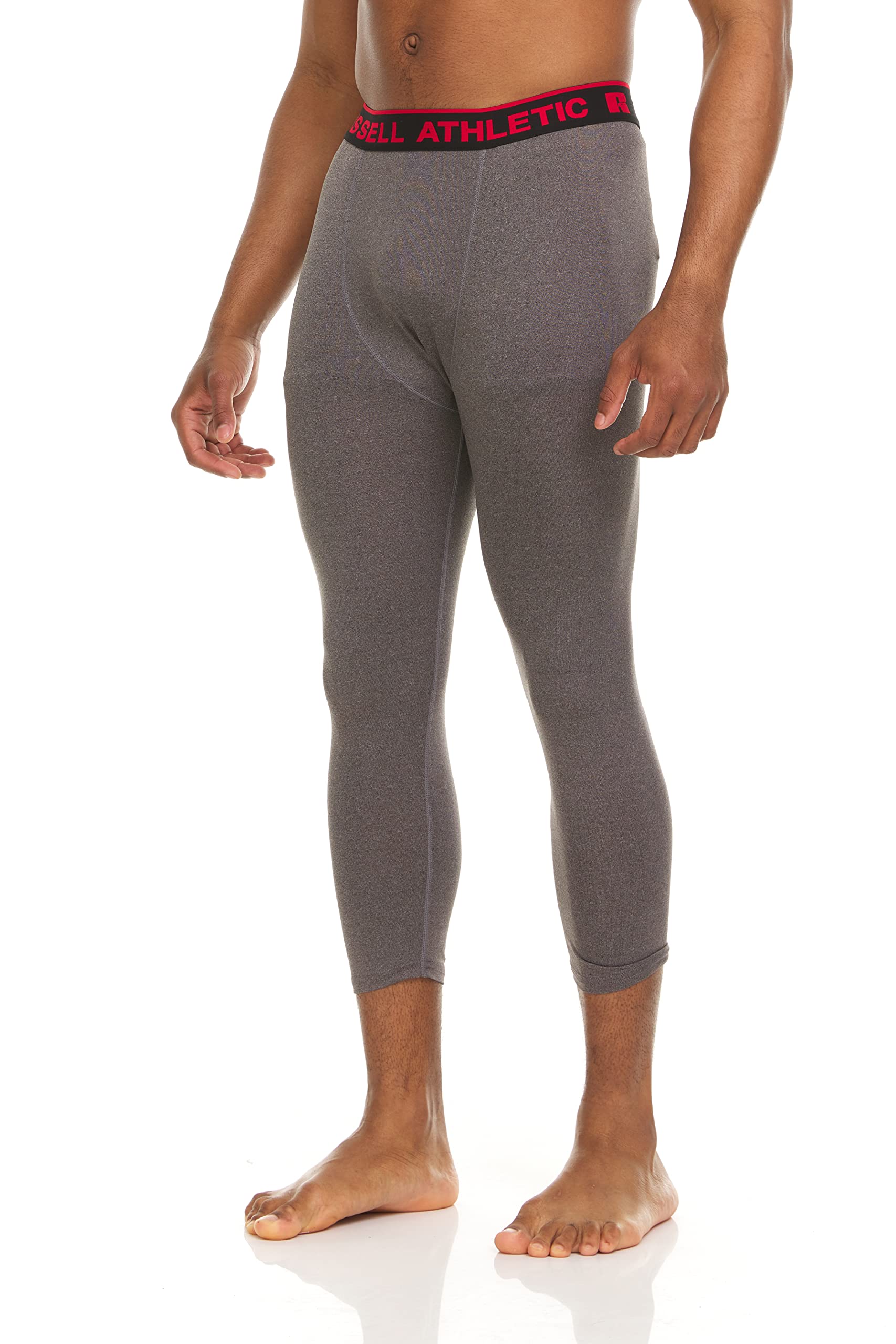 Russell Athletic Men’s Compression Pants - 3/4 Length Performance Leggings for Running, Workout, Yoga & Basketball | Moisture-Wicking Baselayer with Muscle Support | Ideal for Gym, Training & Sports Recovery