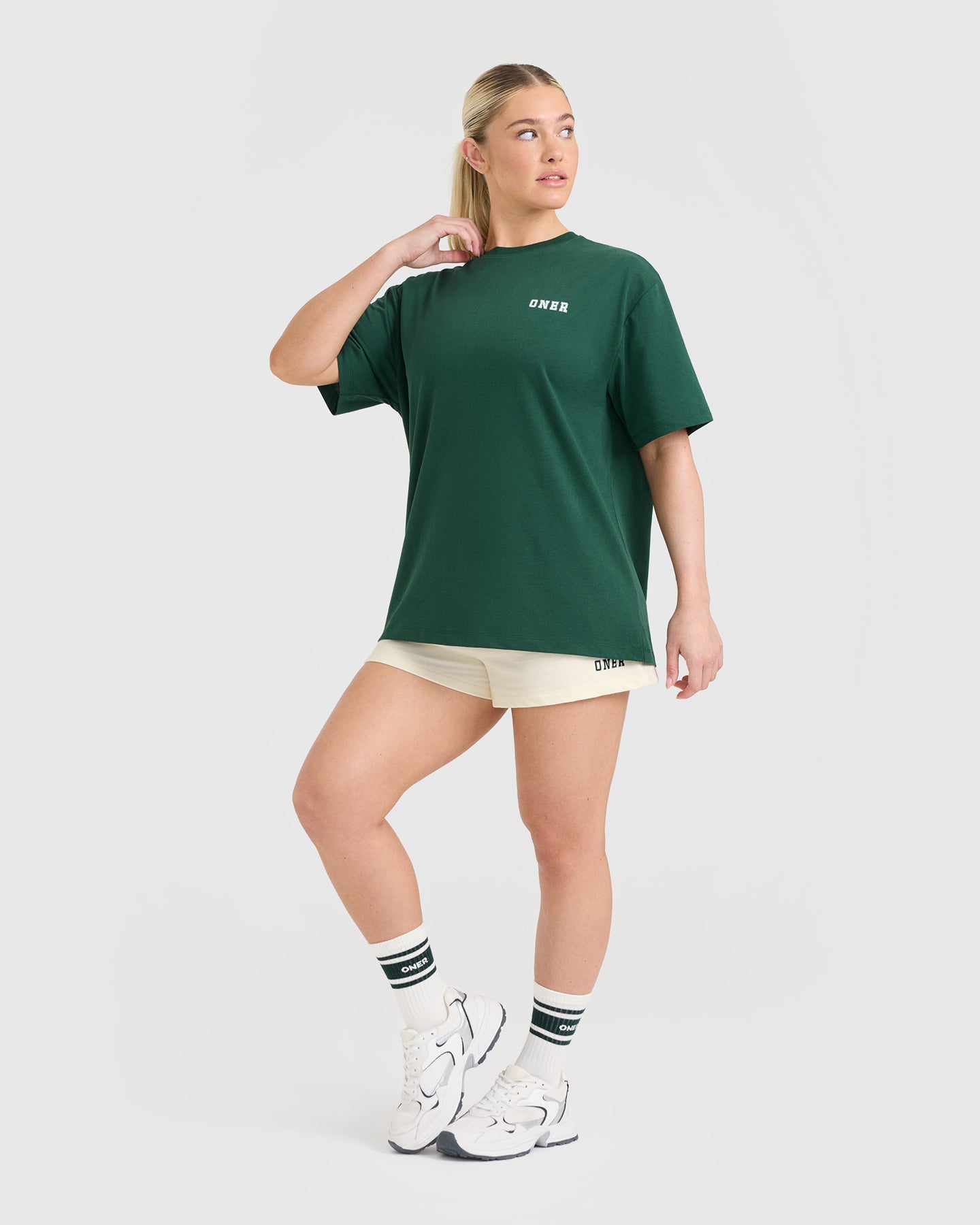 Classic Oversized Lightweight Cotton T-Shirt for Men & Women with Printed Logo - Soft Breathable Casual Tee - Perfect for Streetwear, Lounge & Everyday Wear (Racing Green)