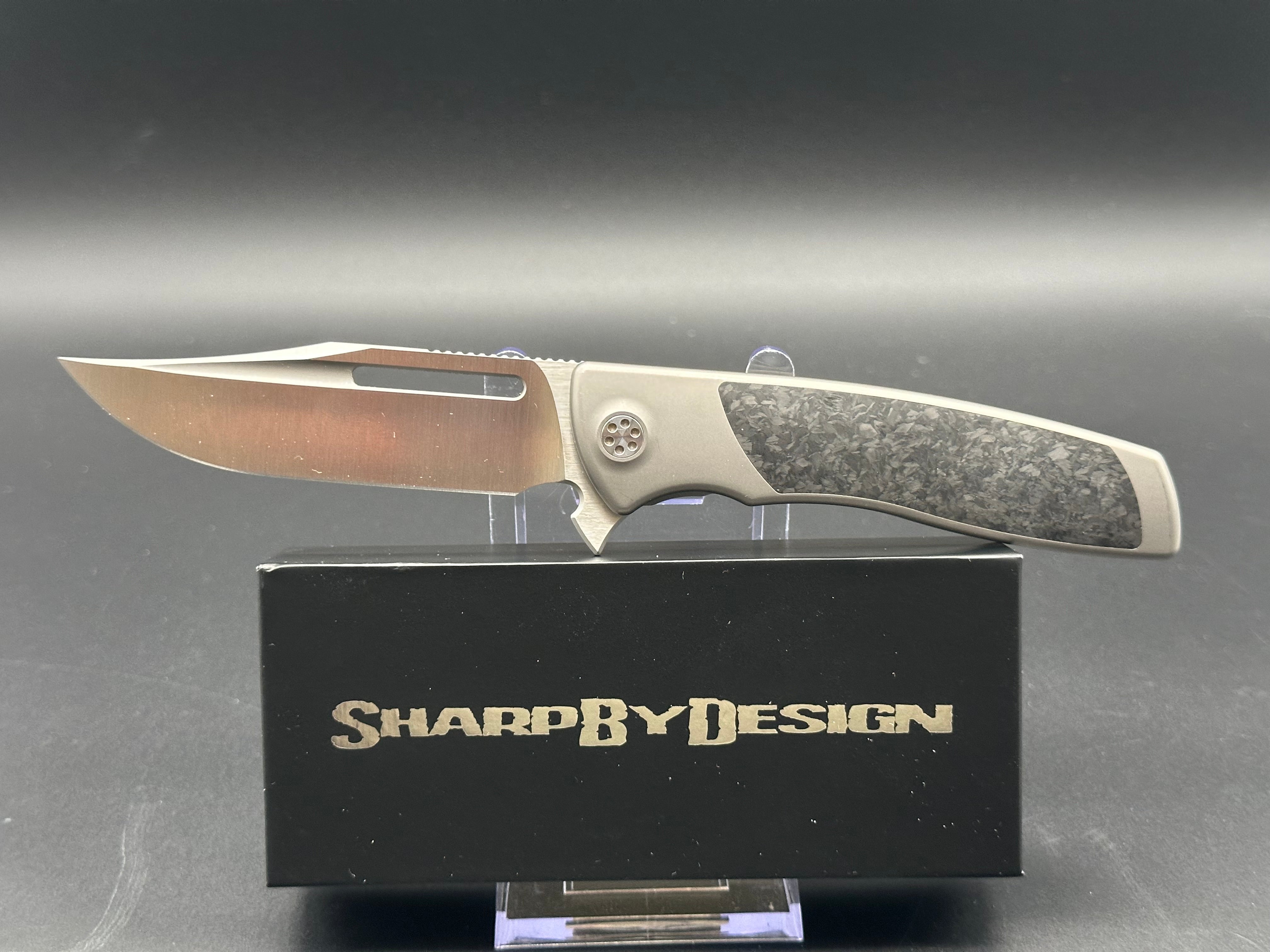 Sharp By Design Evo Typhoon Bowie Knife - Titanium & Carbon Fiber Handle, M390 Steel Blade - Outdoor Survival, Camping, Hunting, Tactical EDC