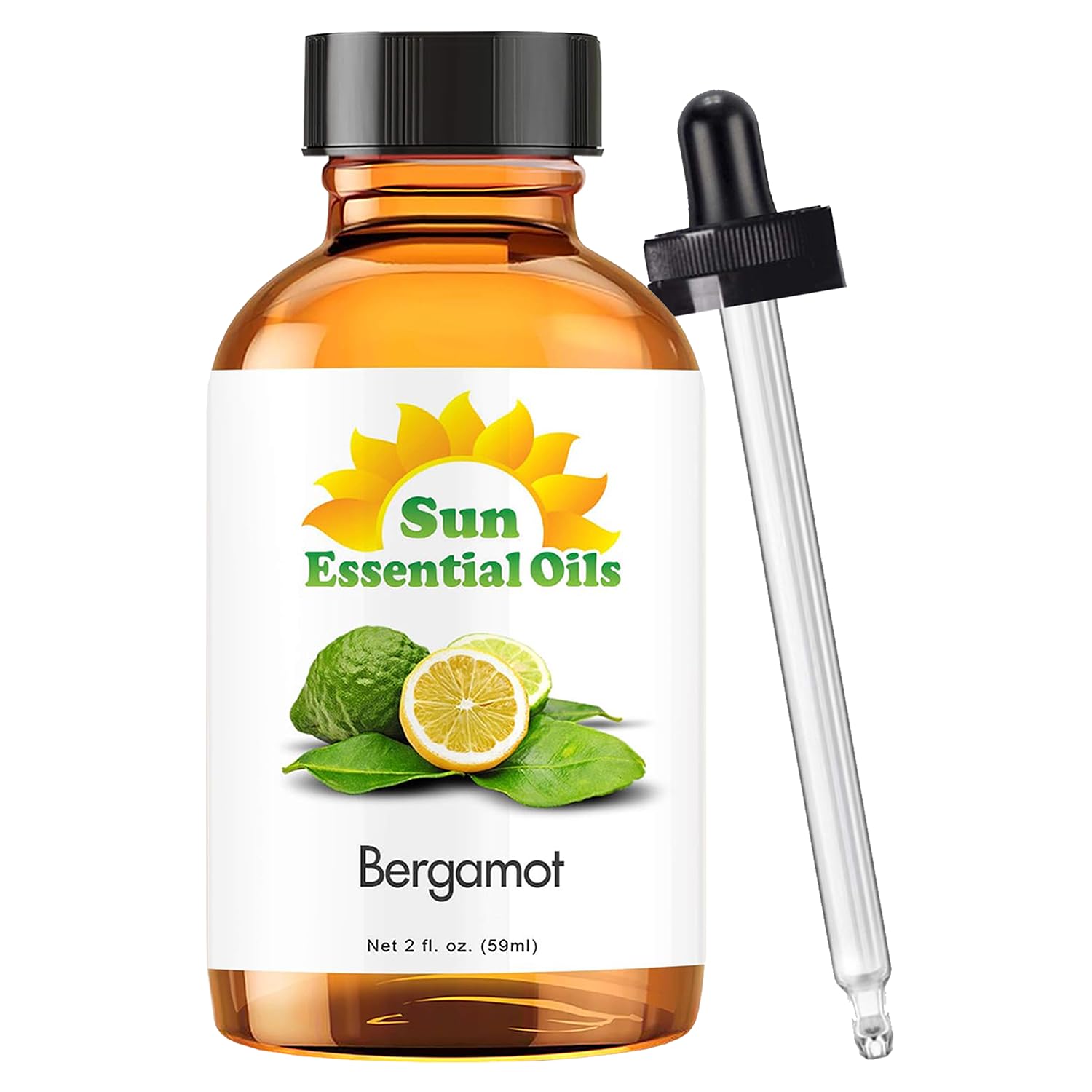 Bergamot Essential Oil for Aromatherapy - 100% Pure & Natural Sun Essential Oils - 2 fl oz (60ml) - Perfect for Diffusers, Massage, Relaxation & Stress Relief