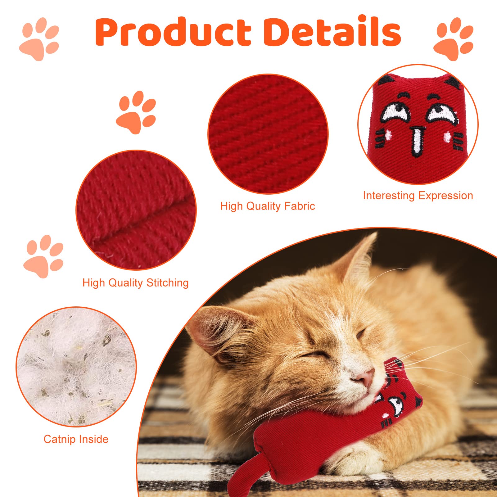 5PCS Catnip Chew Toys for Kittens - Natural Cat Pillow Toys with Catnip, Cartoon Teething Chew Toys for Small Cats | Perfect for Playtime, Training & Dental Health