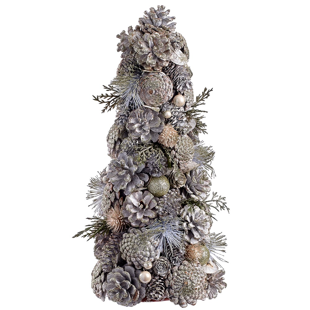 16 Pack Glittered Pinecone Christmas Tree Topper - Champagne Gold Pine Cones & Ball Ornaments for Holiday Decor, Xmas Tree Decorations, Winter Wedding Centerpieces & Festive Home Decor