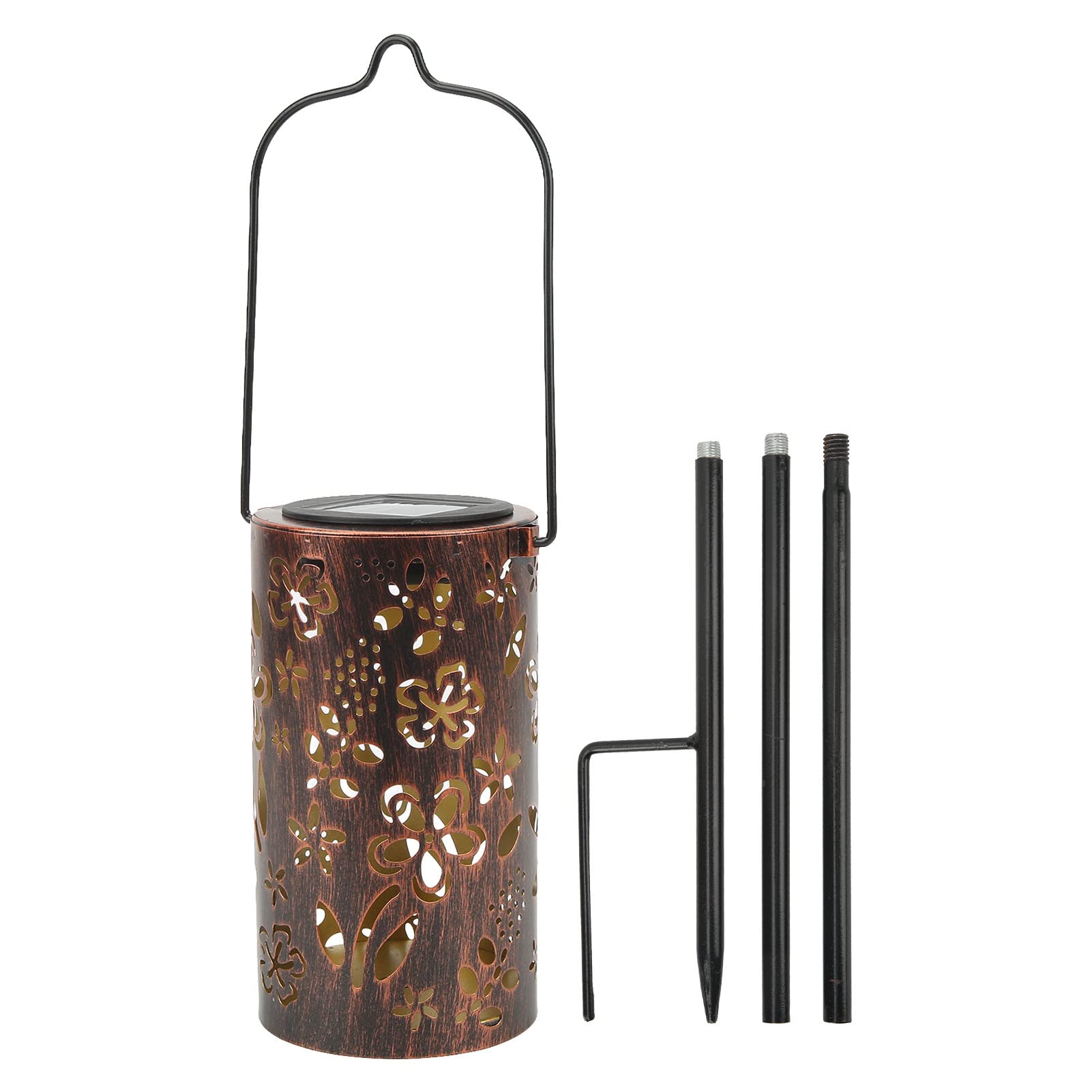 VGEBY Solar Powered Outdoor Garden Lights - Retro Metal Hollow Projection Hanging Lamp, Waterproof Landscape Lighting for Patio, Yard, Pathway (Set of 2) | Perfect for Backyard Decor, Garden Parties & Pathway Illumination