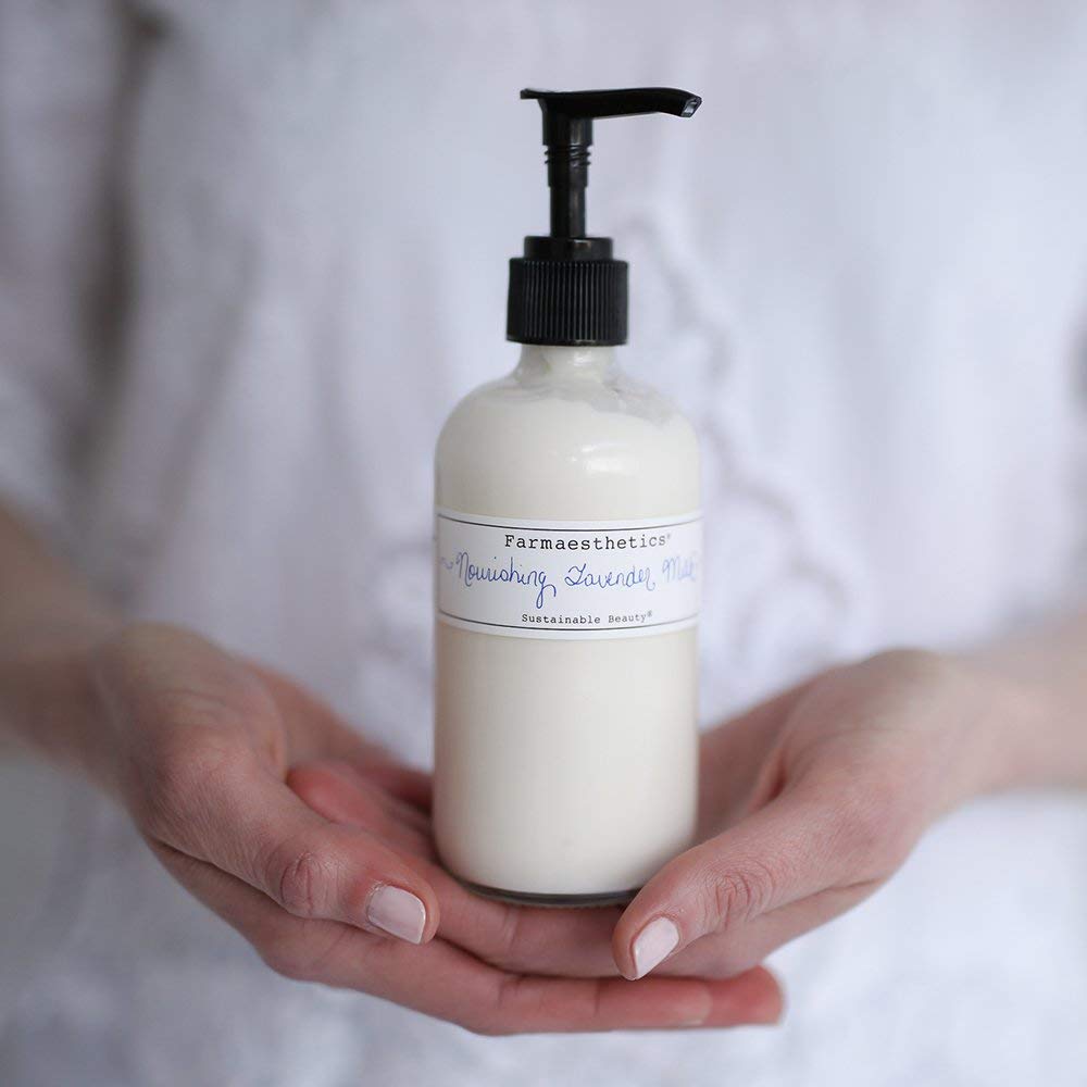 Farmaesthetics Nourishing Lavender Milk Face & Body Lotion 8oz - Organic, All Natural Skincare for Dry Skin | Vegan, Cruelty-Free, Small Batch | Perfect for Daily Hydration & Nighttime Routine