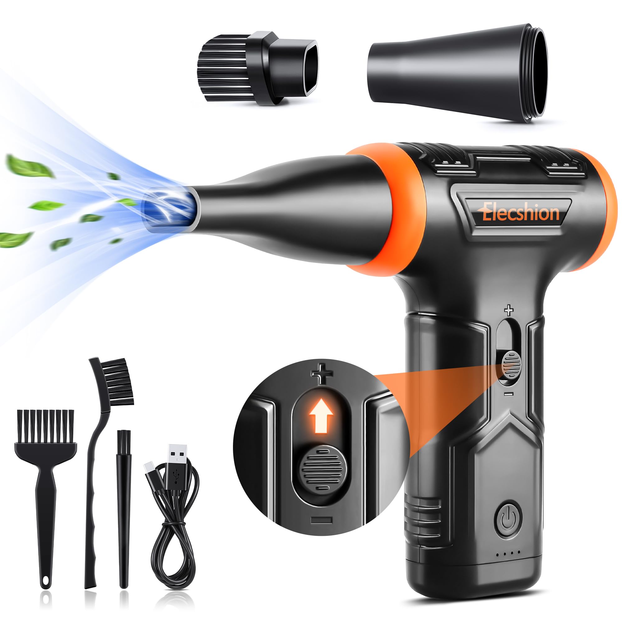 Electric Air Duster for Electronics - 50 MPH High Speed Compressed Air Blower, 110000 RPM Keyboard Cleaner for PC, Computer, Laptop, Home & Office | Powerful Dust Removal Tool for Keyboards, Electronics, Hard-to-Reach Areas | Ideal for Computer Maintenance, Office Cleaning & Household Dusting