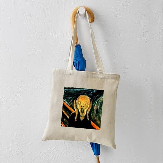 **Munch's The Scream Tote Bag - Natural Canvas Reusable Shopping Bag for Groceries, Beach & Daily Use | Eco-Friendly & Durable**