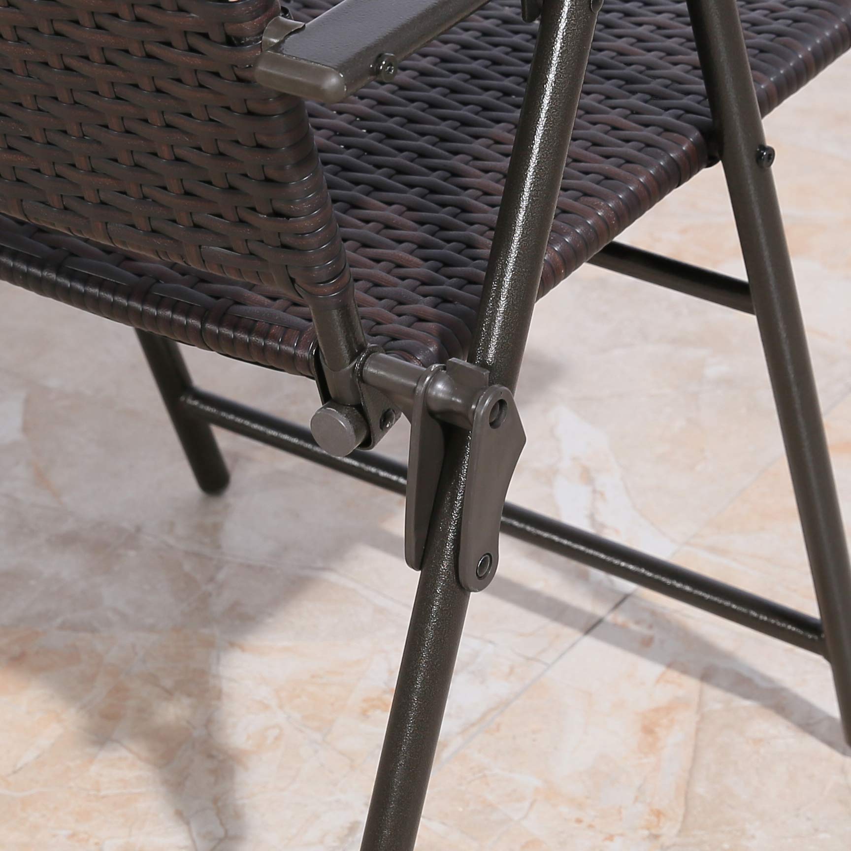 **Iwicker Patio Rattan Steel Folding Bistro Set - 3-Piece All-Weather Resistant Wicker Outdoor Dining Set with Glass Tabletop & Arm Chairs - Perfect for Garden, Balcony, and Poolside Relaxation**