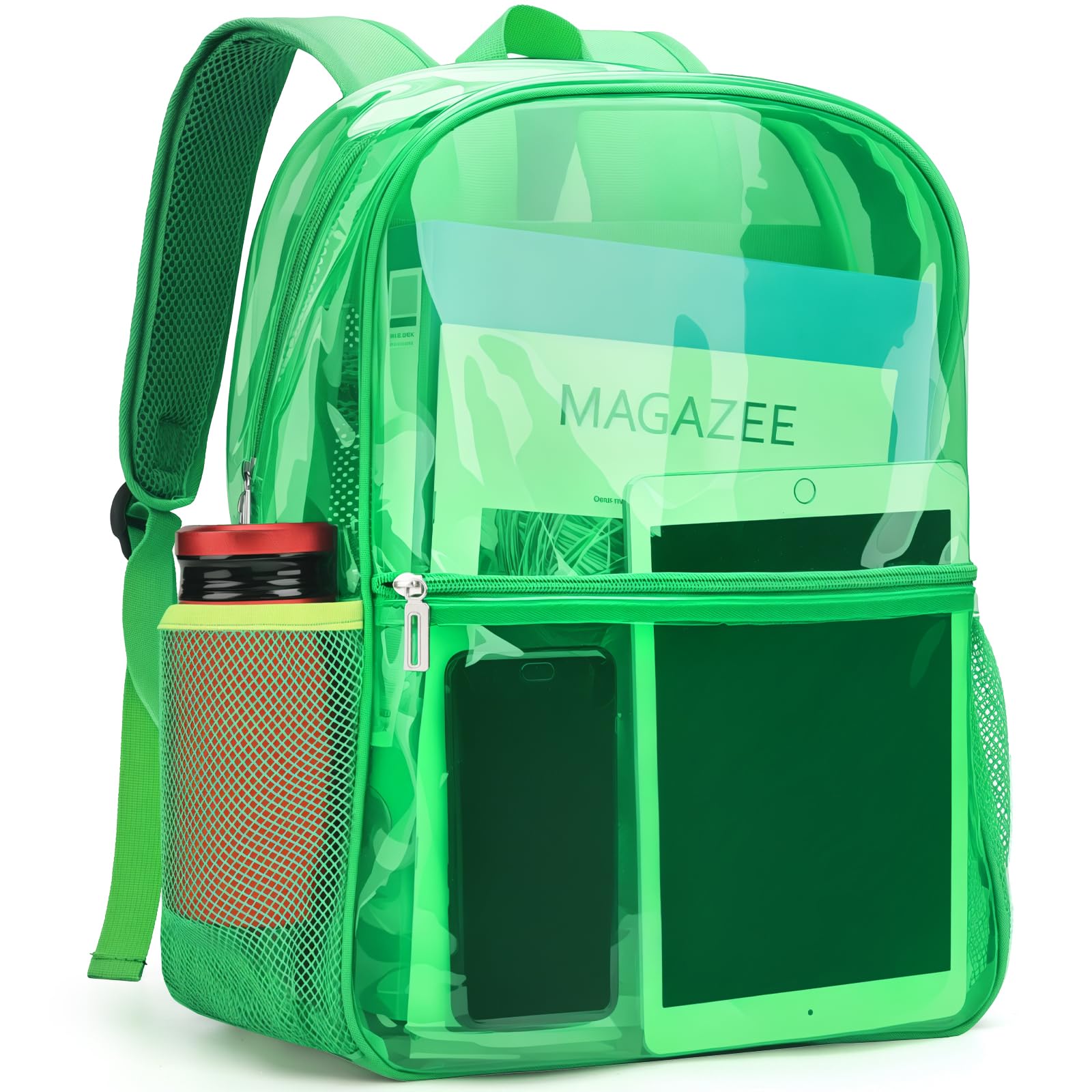 Heavy Duty TPU Clear Backpack - Transparent Backpack for Sports, Work & Travel Security - Durable Green See-Through Bag for Concerts, Stadiums & Airport Security