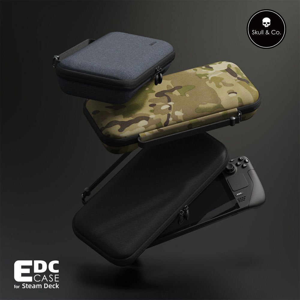 Skull & Co. Slim Carrying Case for Steam Deck - Black Protective Cover | Portable Travel Storage for Steam Deck Console | Perfect for Gaming On-The-Go & Travel Accessories