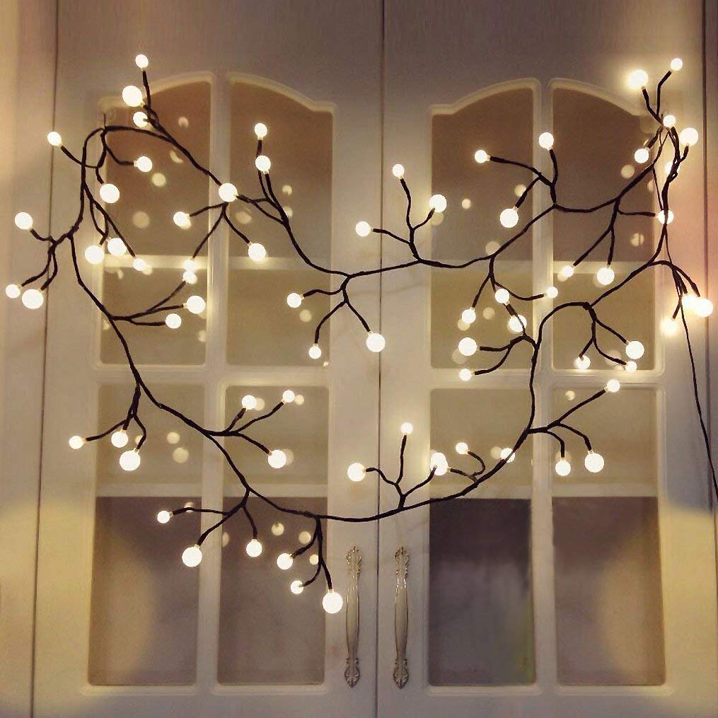 8.3ft 72 LED Globe String Lights - 8 Lighting Modes, Indoor/Outdoor Plug-in Curtain Lights for Patio, Garden, Wedding, Party & Christmas Decor (Warm White) | Perfect for Bedroom, Living Room, Bookshelf & Holiday Lighting