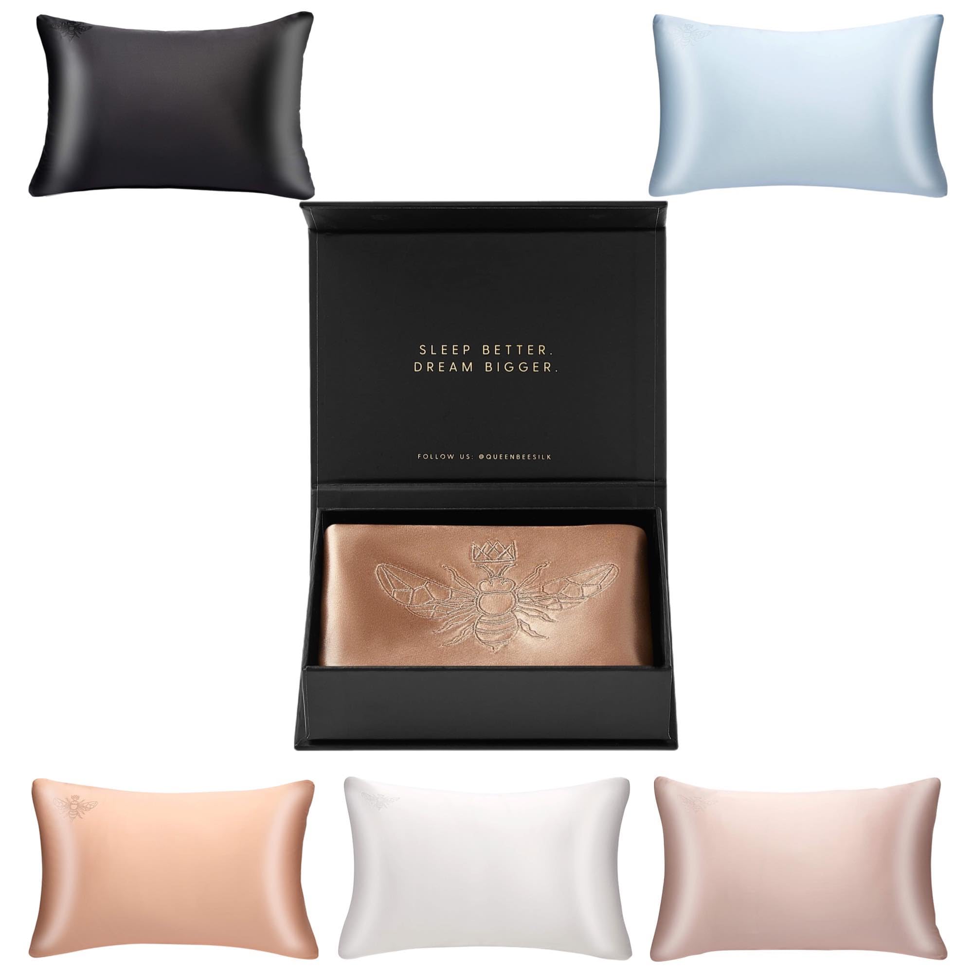 QUEEN BEE SILK - 2 Pack 22 Momme Mulberry Silk Pillowcase for Hair and Skin Care - Queen Size with Envelope Closure - Charmeuse Weave in Peach - Perfect for Reducing Hair Frizz and Preventing Wrinkles While Sleeping