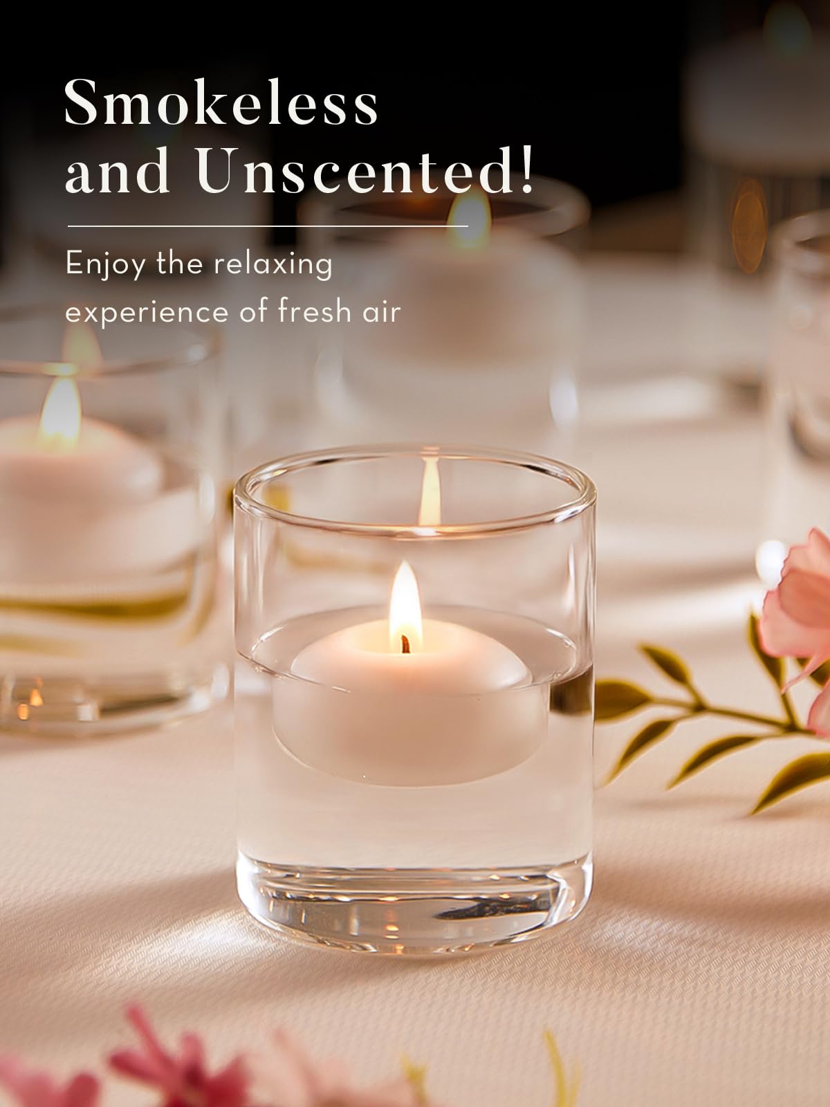 48 Pack Pure White 2 Inch Floating Candles - 5-6 Hours Burn Time, Unscented Tealight Candles for Weddings, Anniversaries & Romantic Nights - Perfect for Valentine's Day Decor, Proposals, Bath & Table Centerpieces