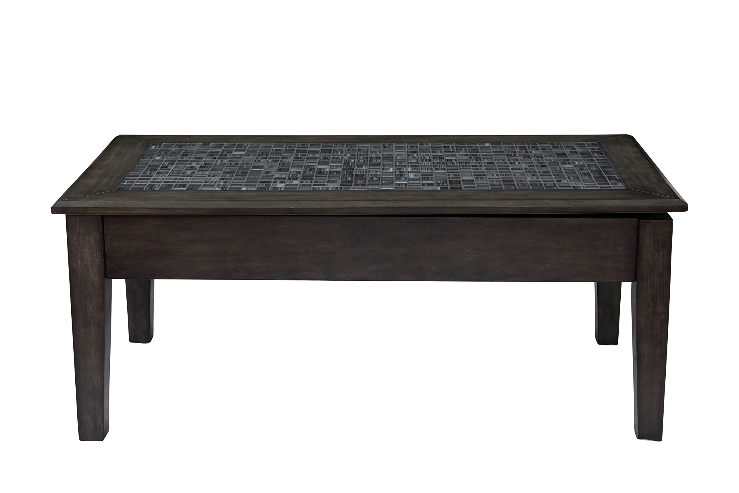 Jofran Grey Mosaic Lift Top Coffee Table with Storage - Modern Nesting Ottoman for Living Room, Bedroom & Small Spaces - Perfect for Remote Work, TV Snacking & Extra Seating