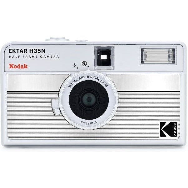 Kodak Ektar H35N Reusable Half Frame Film Camera - Striped Silver | Vintage Style 35mm Film Photography for Travel, Street & Everyday Shooting