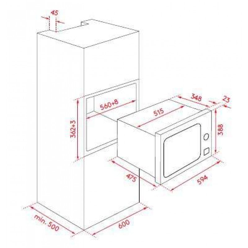 InAlto 25L Built-In Wall Microwave Oven with Convection - MC25BF - Perfect for Kitchen Remodeling & Space Saving Solutions