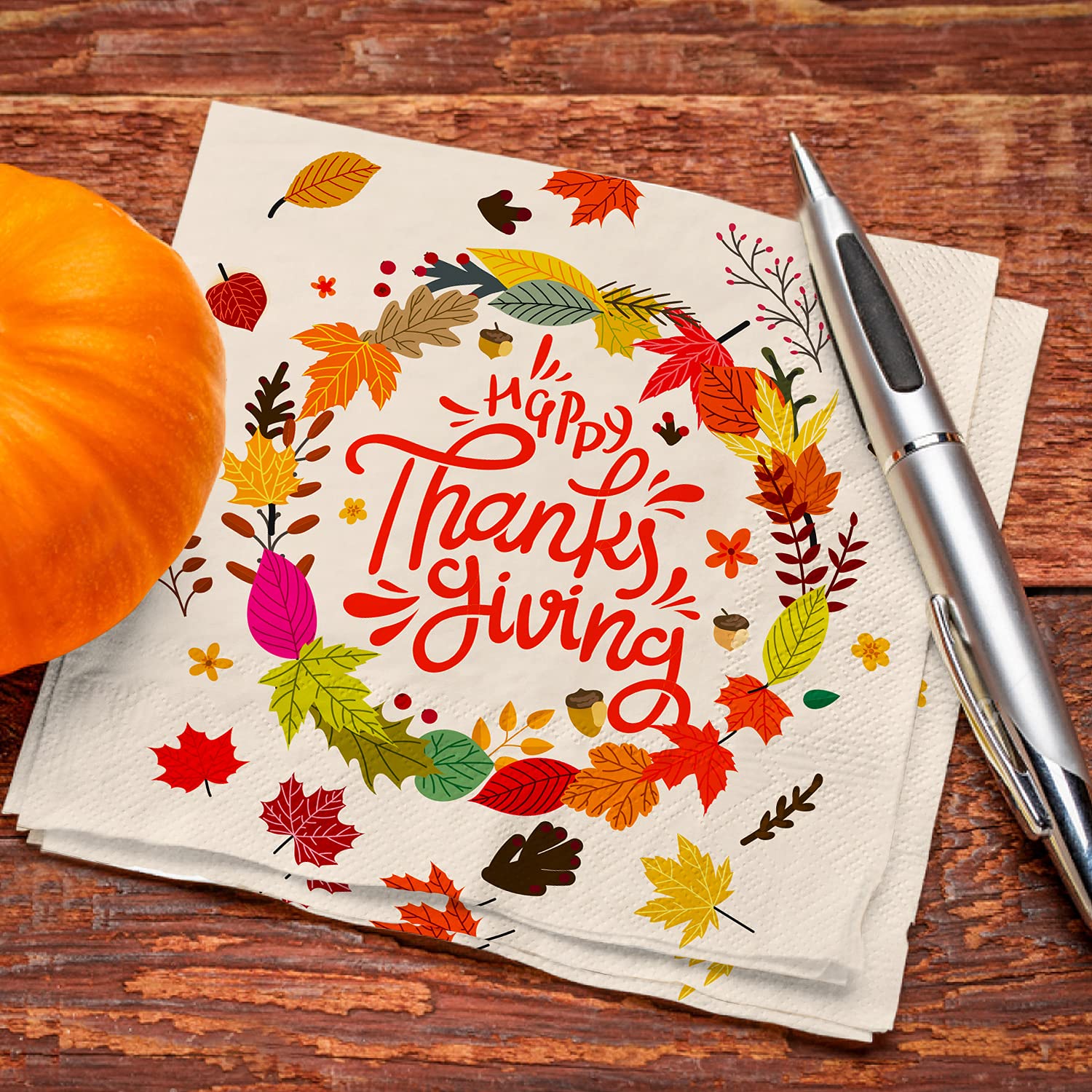 Gatherfun Thanksgiving Party Supplies - 50 Pack Fall Leaves Disposable Paper Napkins for Thanksgiving Dinner, Autumn Party Decorations | Perfect for Holiday Tablescapes, Family Gatherings & Seasonal Celebrations