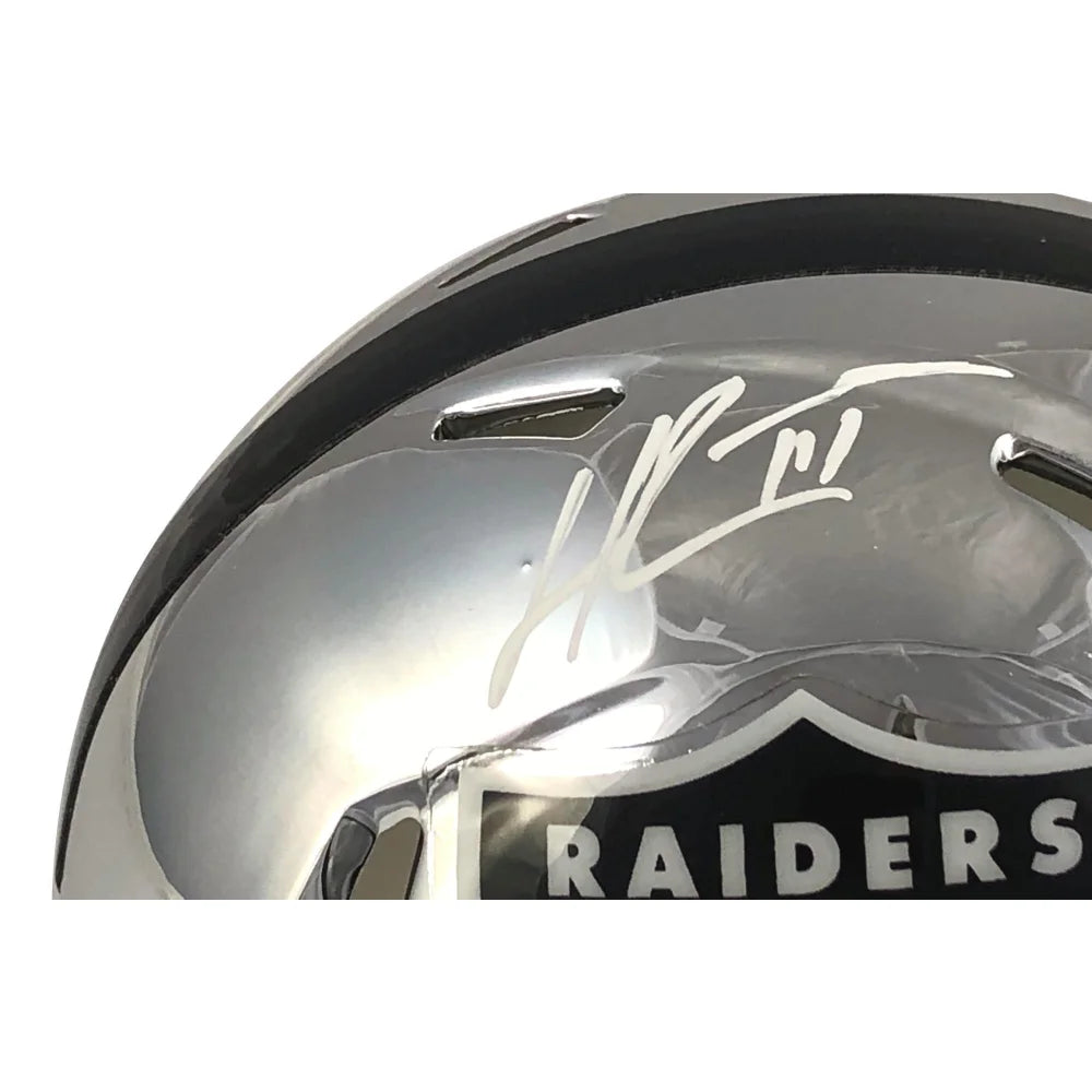 Henry Ruggs Autographed Las Vegas Raiders Mini Helmet - Limited Edition Chrome Finish with JSA Certificate of Authenticity - Perfect for Sports Memorabilia Collectors, Game Room Decor, and Raiders Fan Gifts