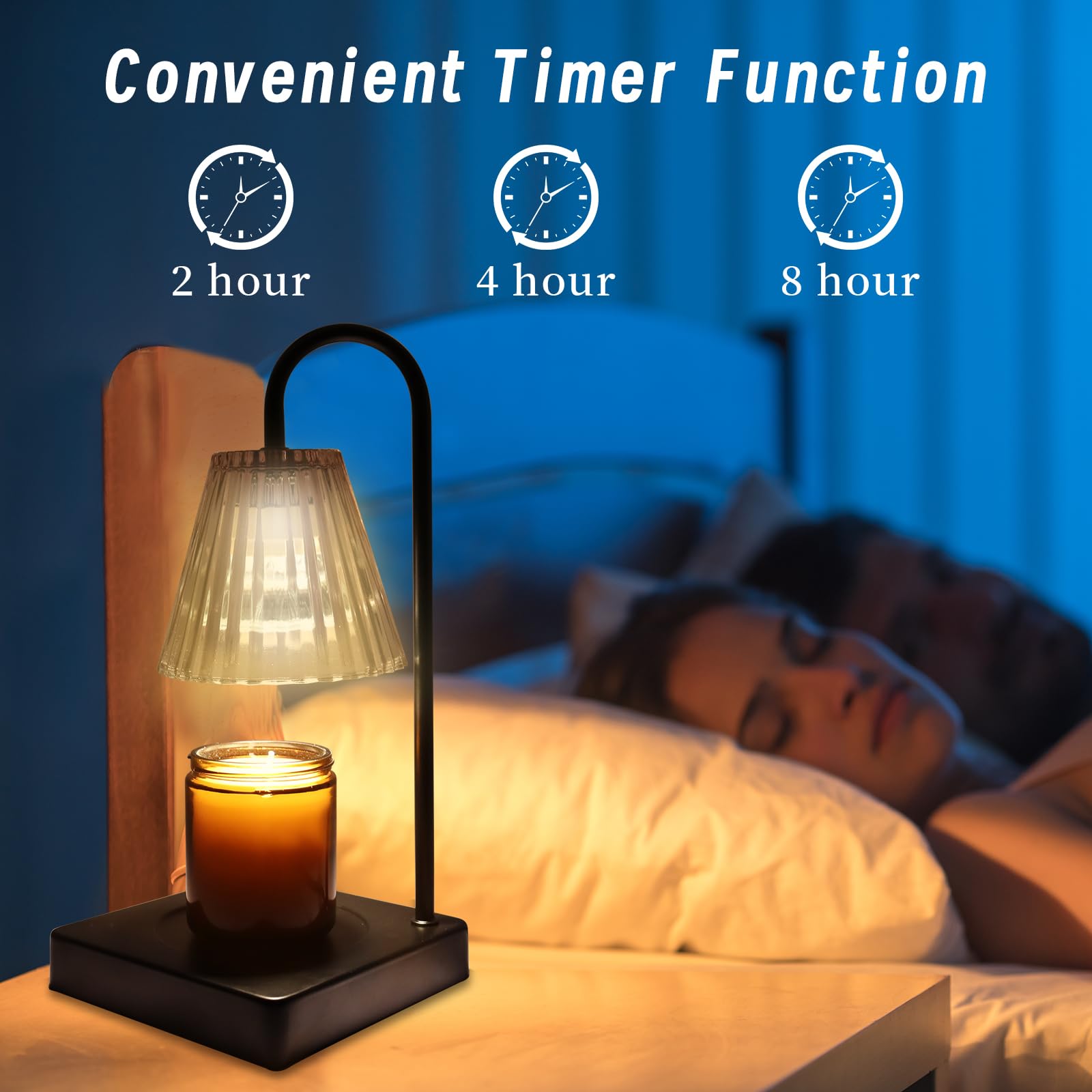 Electric Candle Warmer Lamp with 2 Bulbs & Dimmable Wax Melter - Adjustable Candle Heater for Small & Large Jars - Black Home Decor for Living Room, Bedroom & Office Aromatherapy