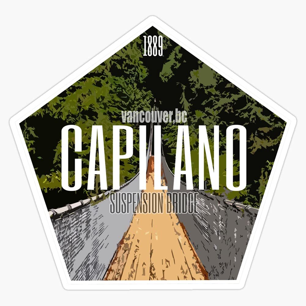 Capilano Suspension Bridge Vinyl Decal Sticker - 5 Inch Waterproof Car Bumper Badge for Vehicles, Laptops & Travel Accessories - Perfect for Outdoor Enthusiasts and Nature Lovers