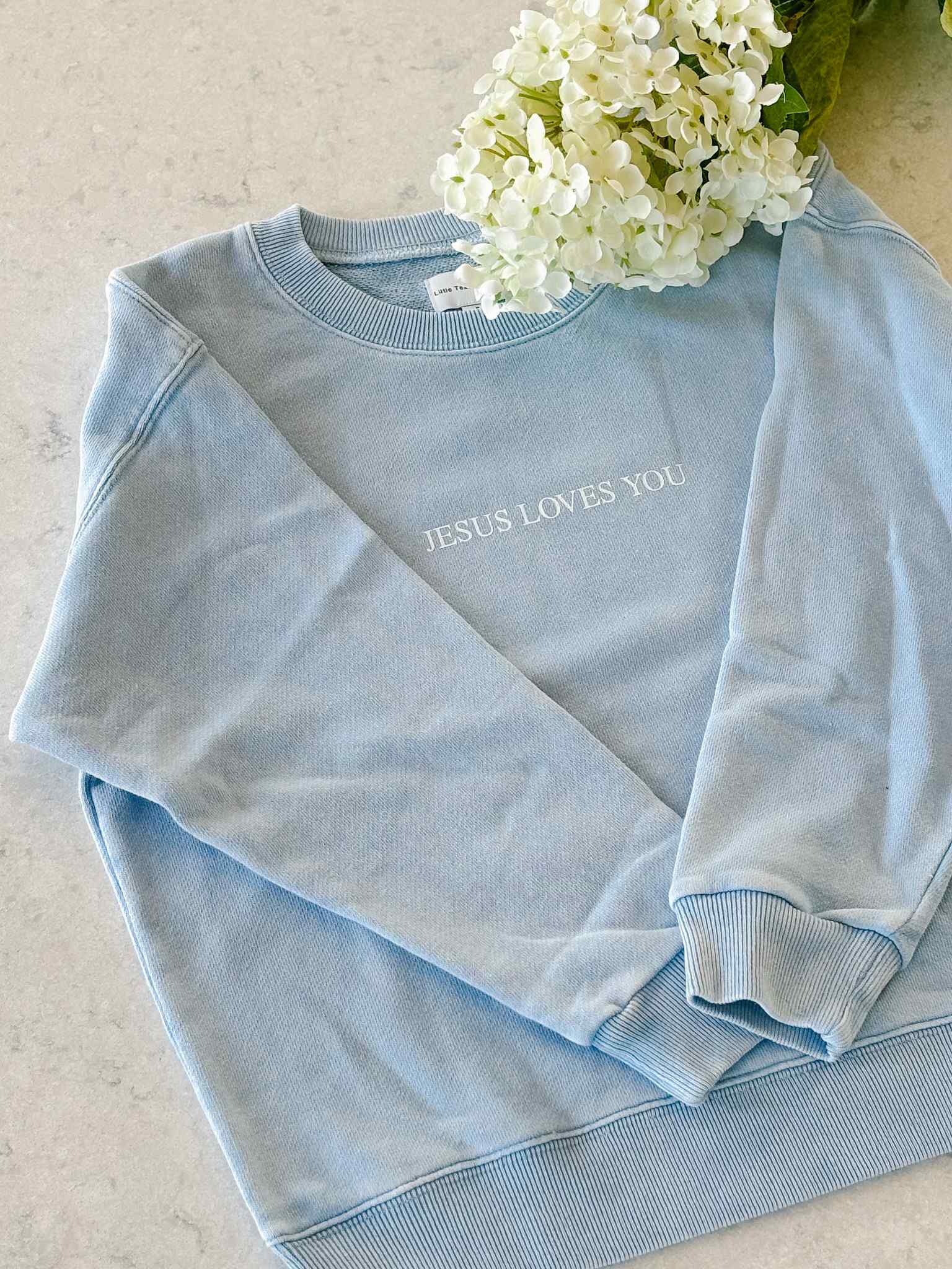 Jesus Loves You Kids Crewneck Sweatshirt - Soft Blue Christian Pullover for Boys & Girls - Church, Sunday School & Family Worship Outfit