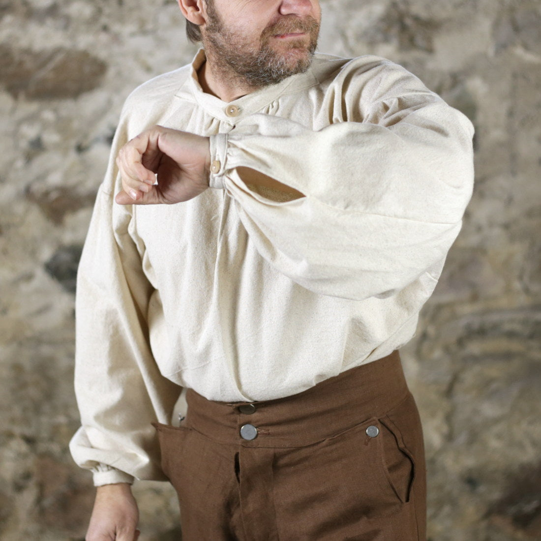 Stylish Banded Collar Shirt in Premium Osnaburg Fabric - Perfect for Casual Outings & Office Wear