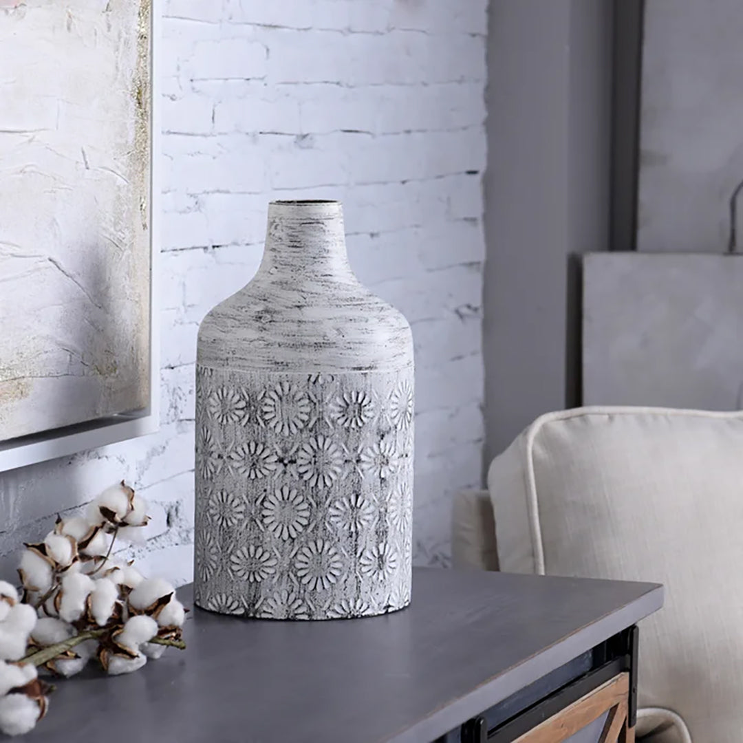 Floral Metal Vase - Elegant Home Decor for Centerpieces, Wedding Decorations & Gift Giving | Rustic Farmhouse Style Flower Holder