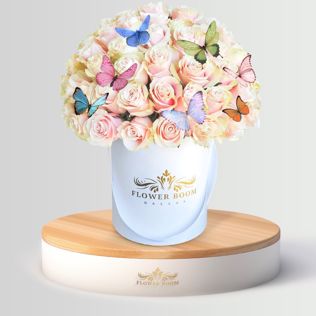 Premium Blush Pink Roses with Delicate Butterflies - Elegant Gift Box for Birthdays, Anniversaries & Romantic Surprises