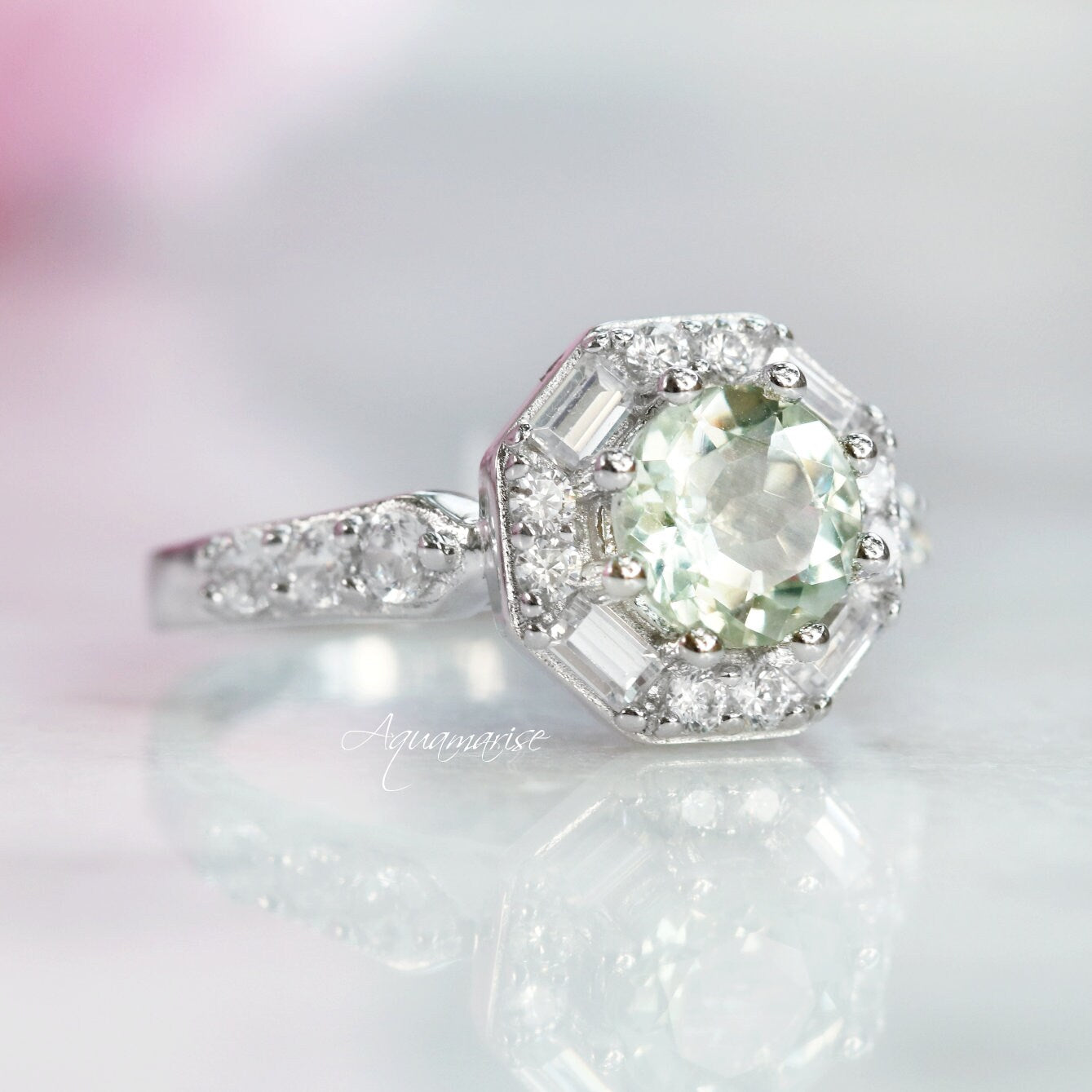 Hexagon Green Amethyst Ring for Women - 925 Sterling Silver Jewelry, Elegant Birthstone Gift for Her | Perfect for Anniversary, Birthday & Special Occasions