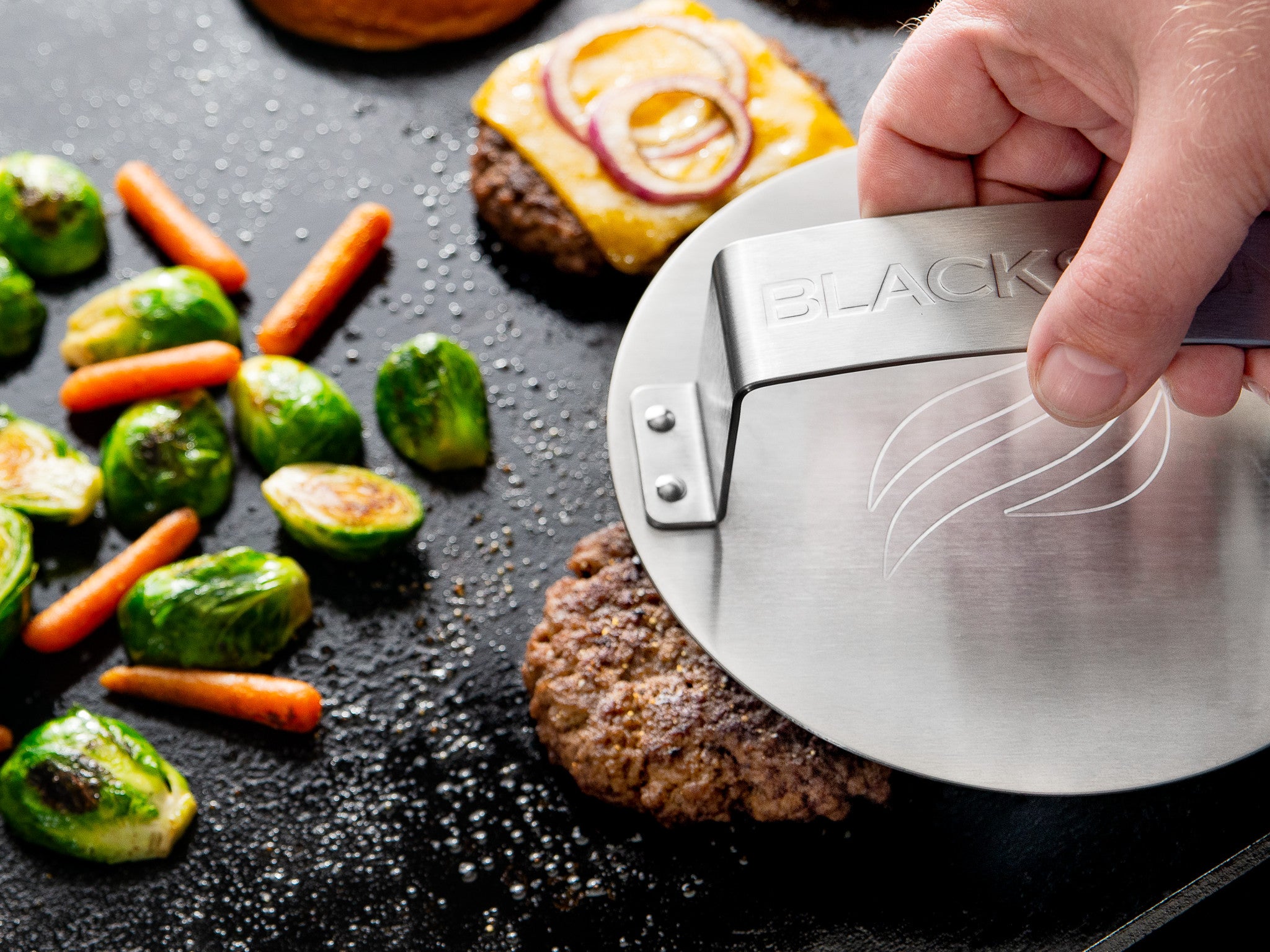 Stainless Steel Smash & Sear Press for Burgers, Steaks & BBQ - Heavy Duty Grill Weight for Even Cooking & Juicy Results - Perfect for Grilling, Pan Frying & Outdoor Cooking