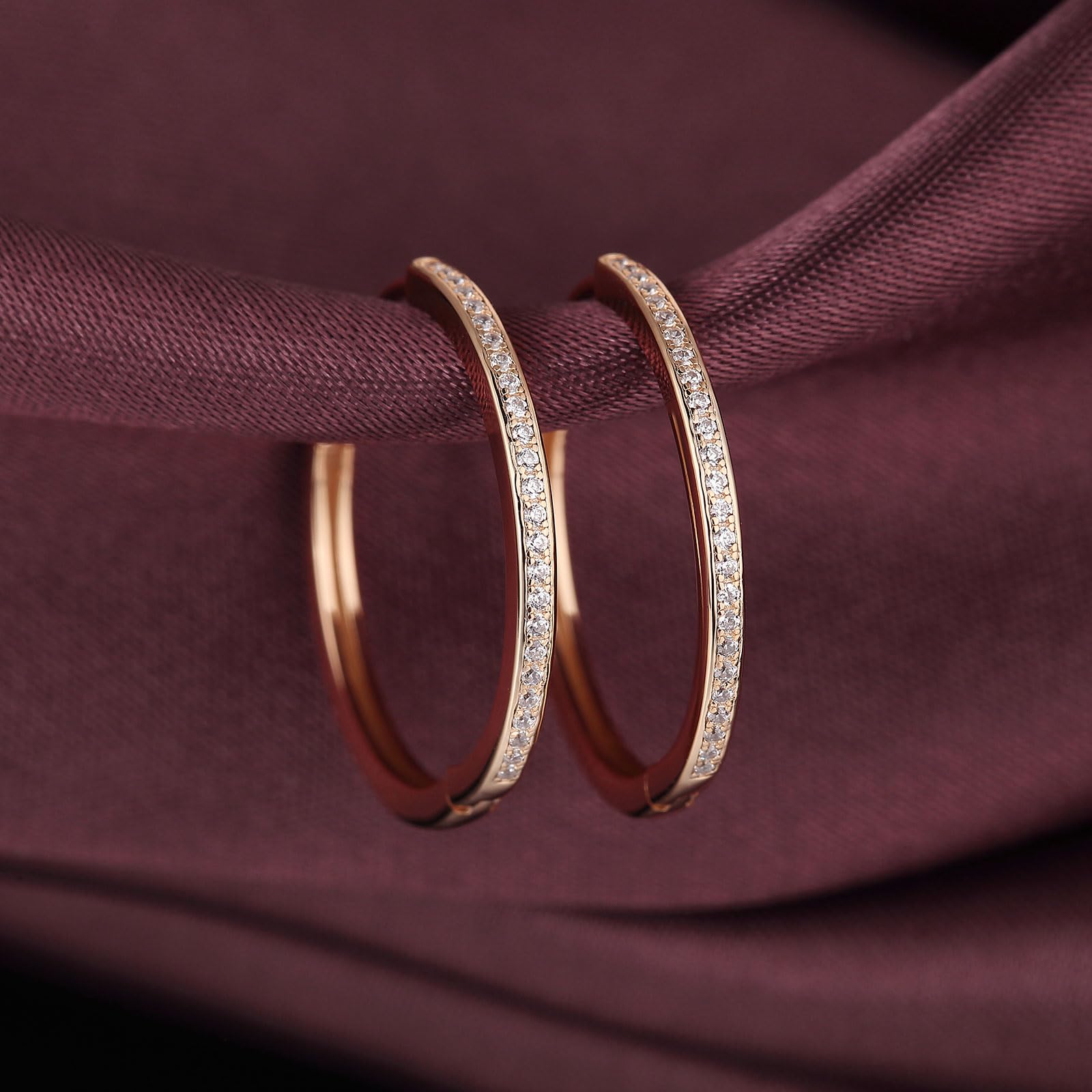 18K White Gold Plated Large Hoop Earrings for Women | 20mm-40mm 925 Sterling Silver Dangle Earrings with Cubic Zirconia | Elegant Statement Jewelry for Parties, Weddings & Everyday Wear
