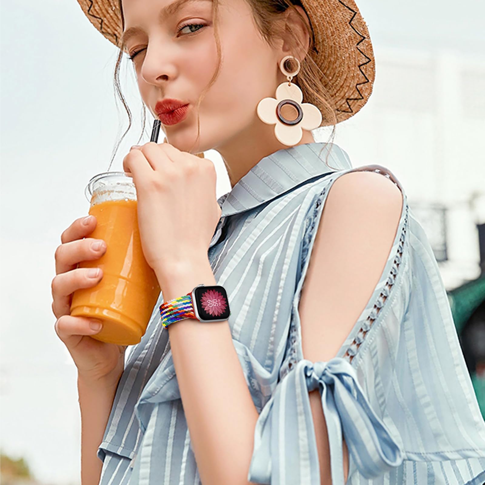 Stretchy Nylon Bands for Apple Watch 44mm 45mm 49mm 42mm - Adjustable Elastic Braided Solo Loop Replacement Sport Strap Compatible with Apple Watch Series 8/7/SE/Ultra/6/5/4/3 - Perfect for Workouts, Running & Daily Wear