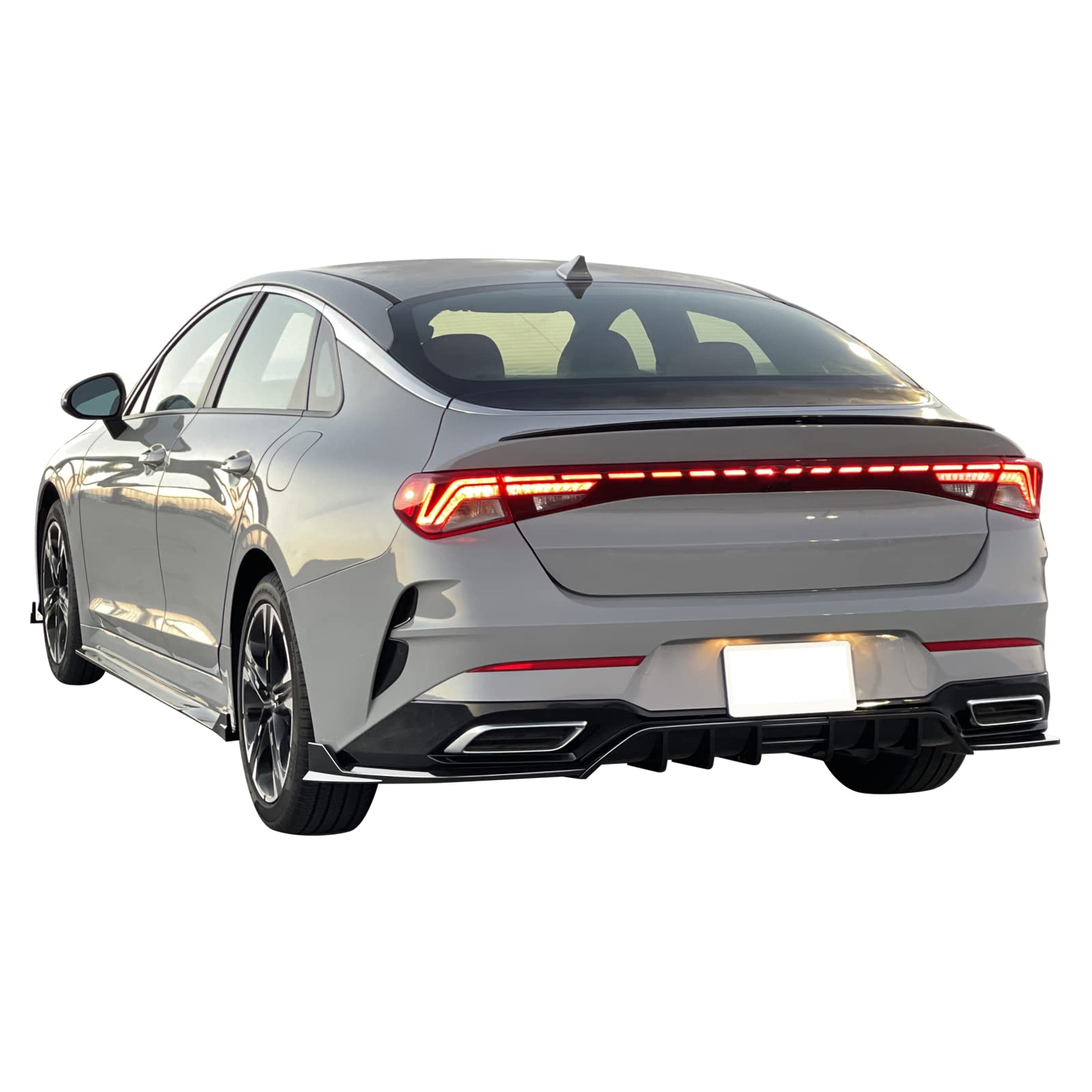 IKON MOTORSPORTS Rear Bumper Lip Spoiler for 2021-2024 Kia K5 GT-Line | Gloss Black PP Rear Diffuser | Body Kit Upgrade | Enhances Aerodynamics & Sporty Look | Perfect for Street Racing & Car Shows