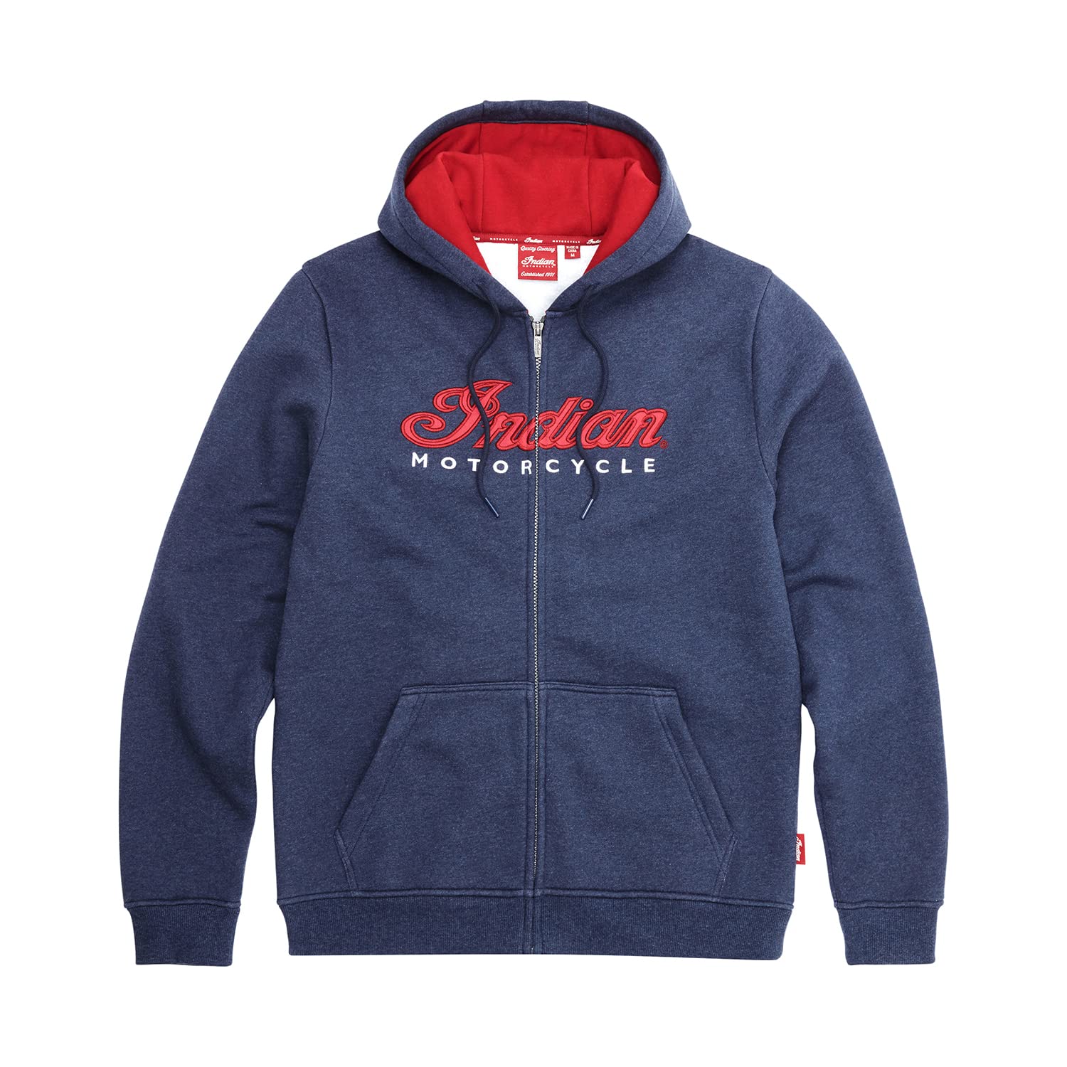 Indian Motorcycle Men's USA Flag Hoodie - Navy Blue Pullover Sweatshirt for Bikers & Patriotic Riders | Motorcycle Club Gear, Casual Wear & American Pride Apparel