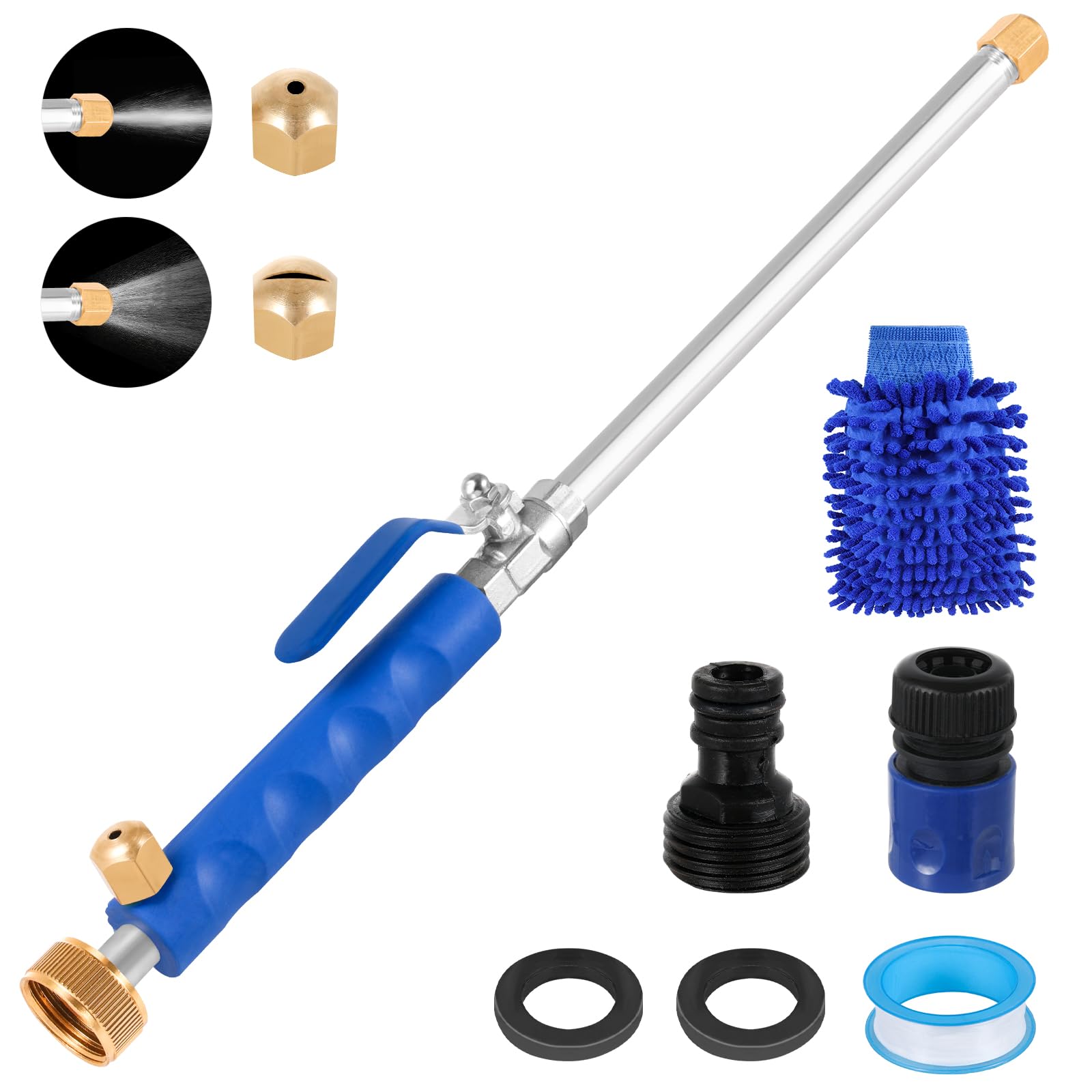 2-in-1 High Pressure Garden Hose Jet Nozzle with Quick Connectors - Dual Spray Patterns for Car Washing, Pet Bathing & Outdoor Cleaning | Heavy Duty Water Nozzle for Lawn, Garden & Home Use
