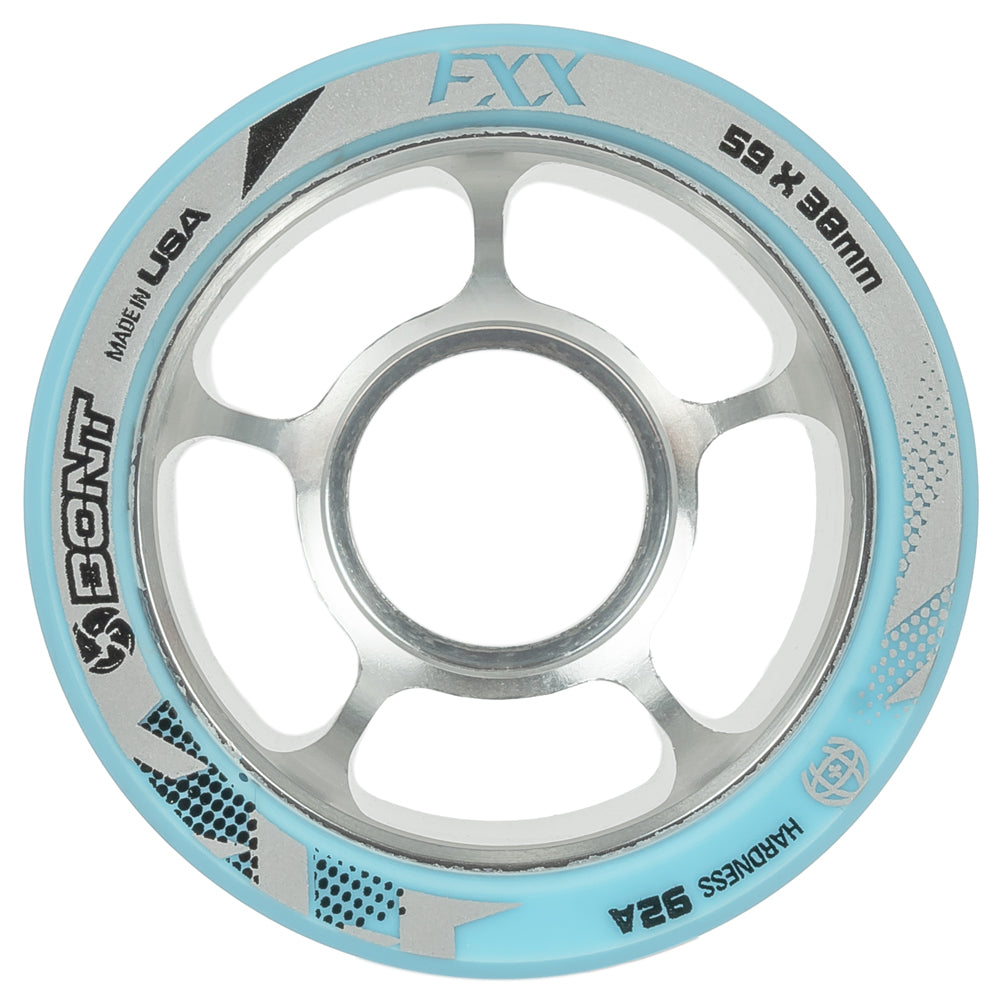 Bont FXX Derby Quad Roller Skate Wheels 59mm 92A Hardness - 4 Pack for Indoor and Outdoor Skating, Rink, Park, and Street Use