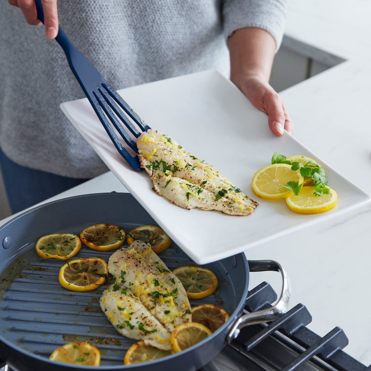 Premium Platinum Silicone 3-Piece Kitchen Utensil Set - Heat Resistant, Non-Stick, BPA Free (Navy Blue) - Perfect for Cooking, Baking & Serving - Ideal for Non-Stick Pans & Everyday Kitchen Use