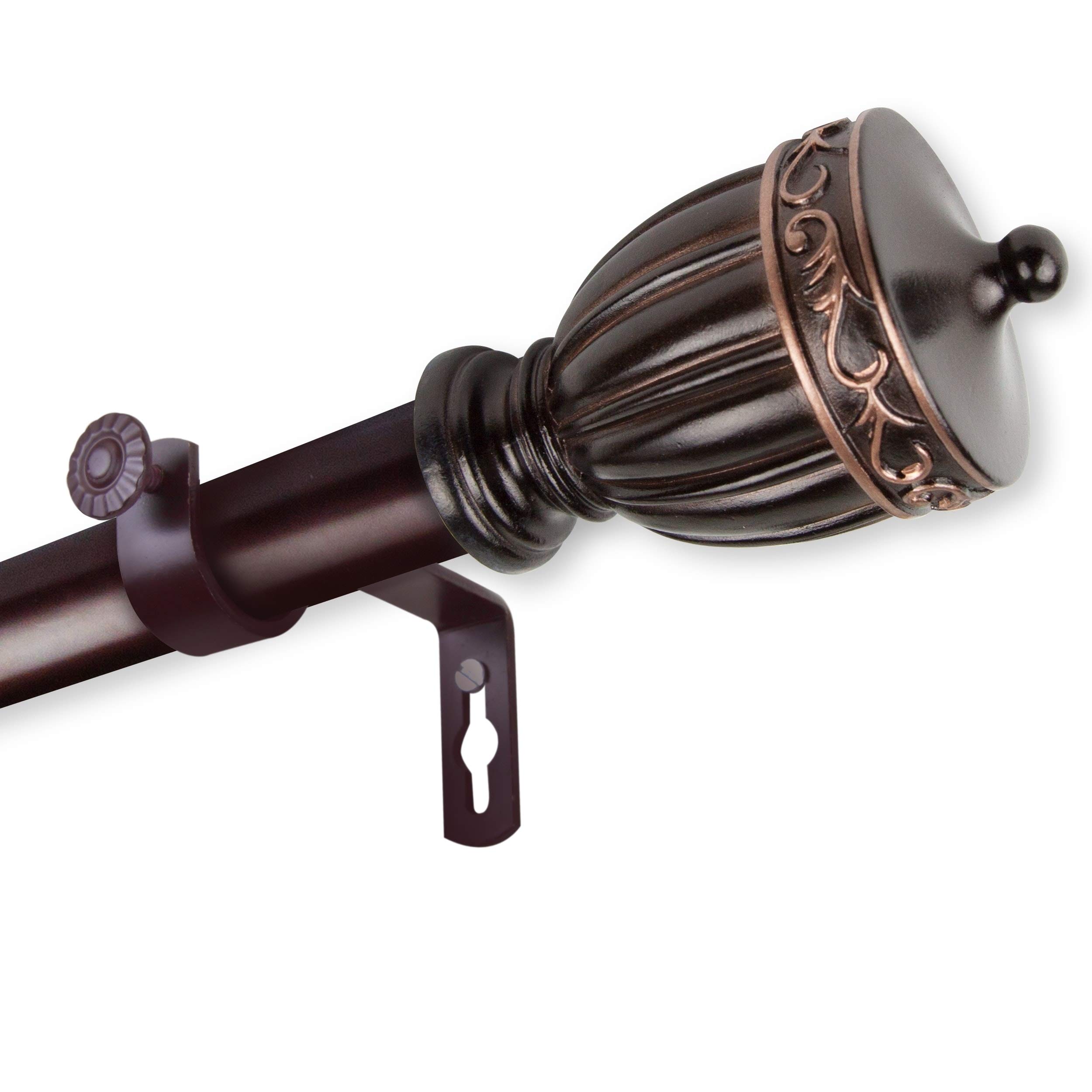 Risler 1-Inch Diameter Adjustable Bronze Curtain Rod (160-240 Inches) - Heavy Duty Window Drapes & Sheers Rod for Living Room, Bedroom, or Office