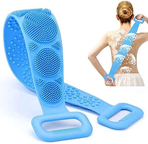 VYAKAT Double Sided Silicone Back Scrubber for Shower - Exfoliating Body Brush for Deep Cleaning Back Acne & Bacne - Long Handle Back Scrubber for Women & Men - Perfect for Sensitive Skin & Hard-to-Reach Areas