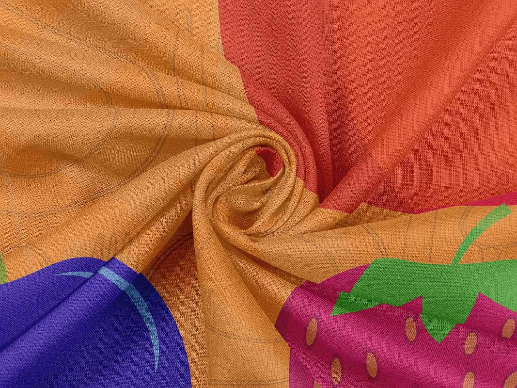 oneOone Rayon Orange Fruit Print Fabric by The Yard - 56 Inch Wide for DIY Clothing, Dresses, Quilting & Home Decor Sewing Projects