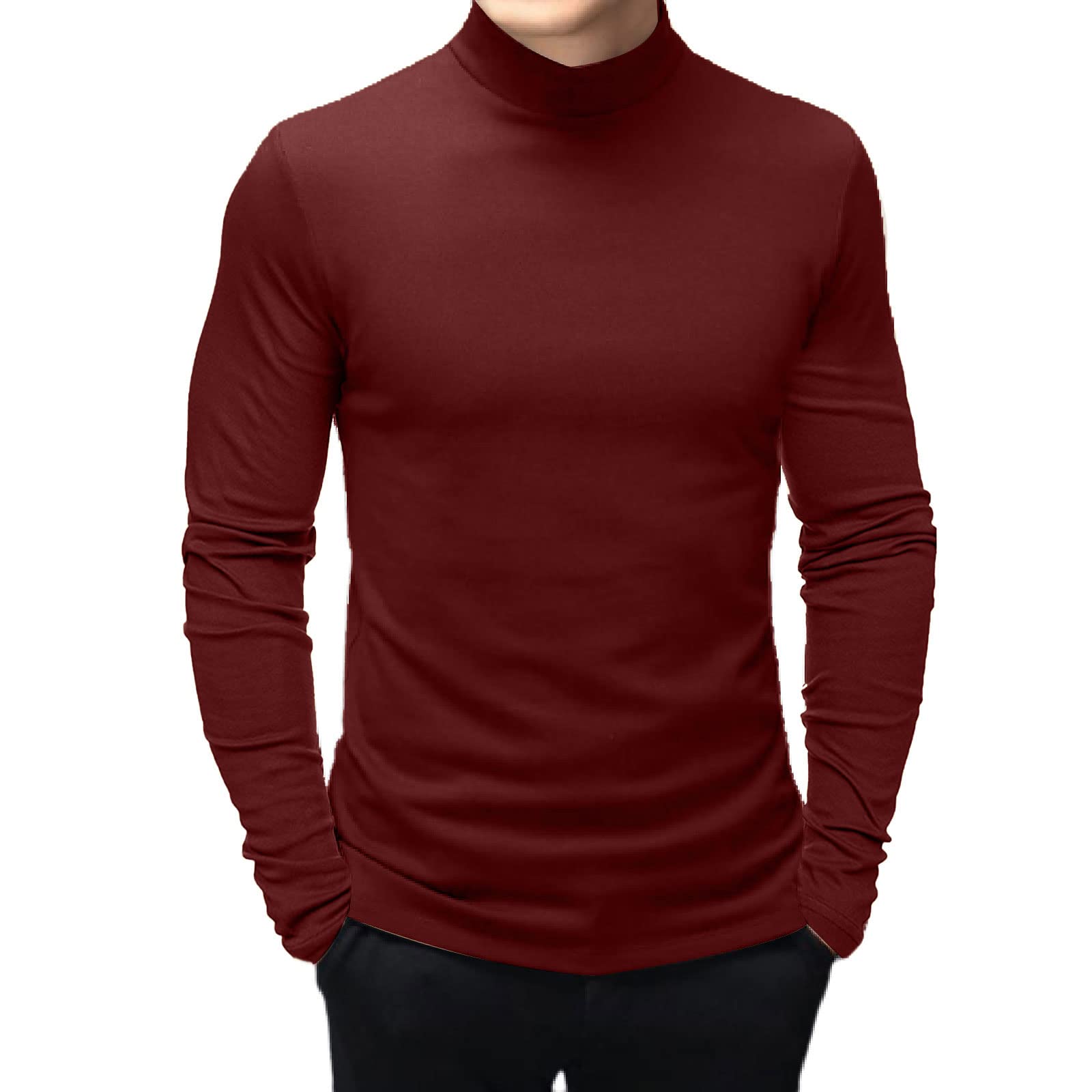 Men's Thermal Underwear Long Sleeve Mock Turtleneck Shirt - Slim Fit Stretchable Base Layer for Winter, Layering & Outdoor Activities