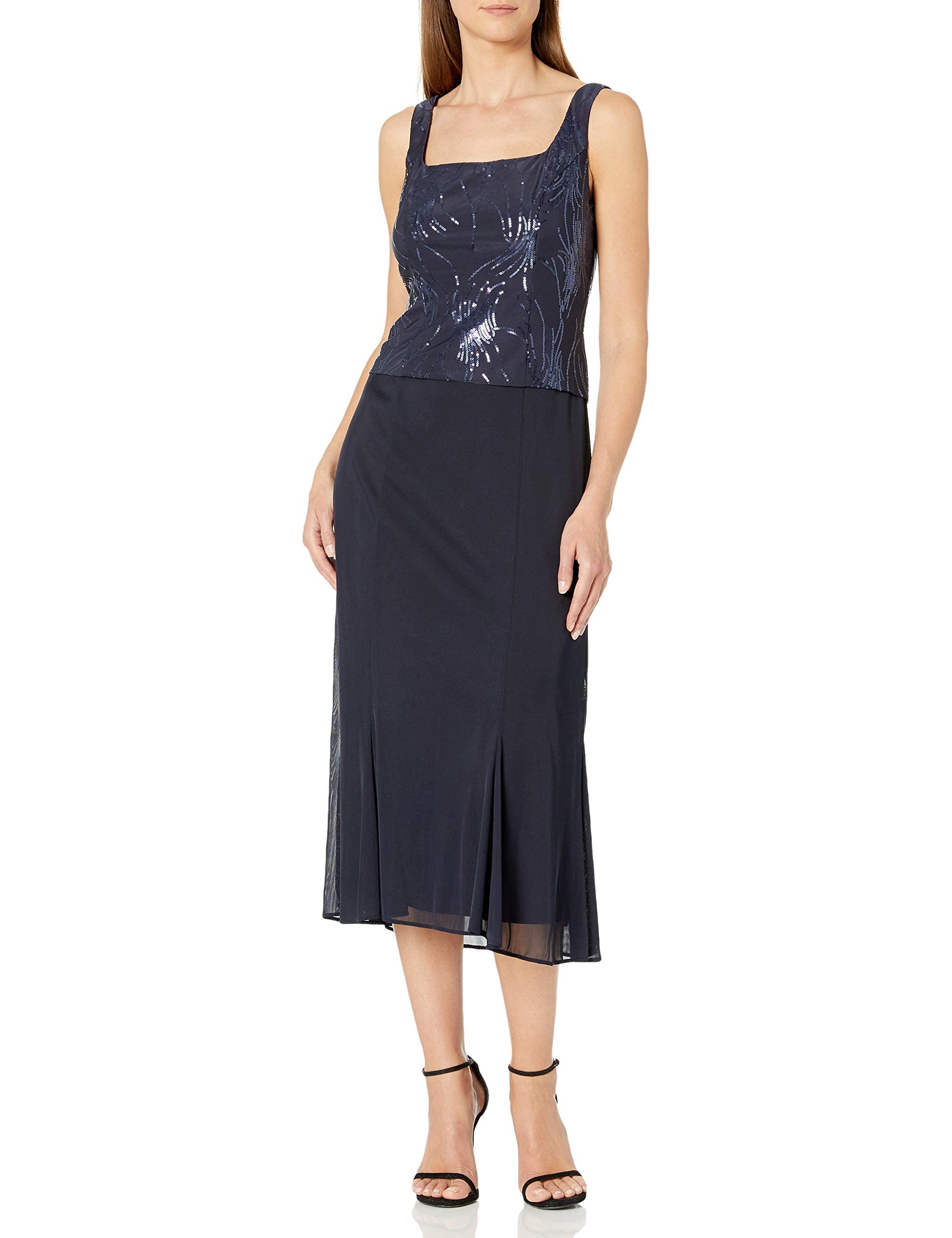Alex Evenings Women's Tea Length Jacket Dress for Weddings & Formal Events - Petite & Regular Sizes - Elegant Cocktail Attire for Bridal Showers, Evening Parties & Special Occasions