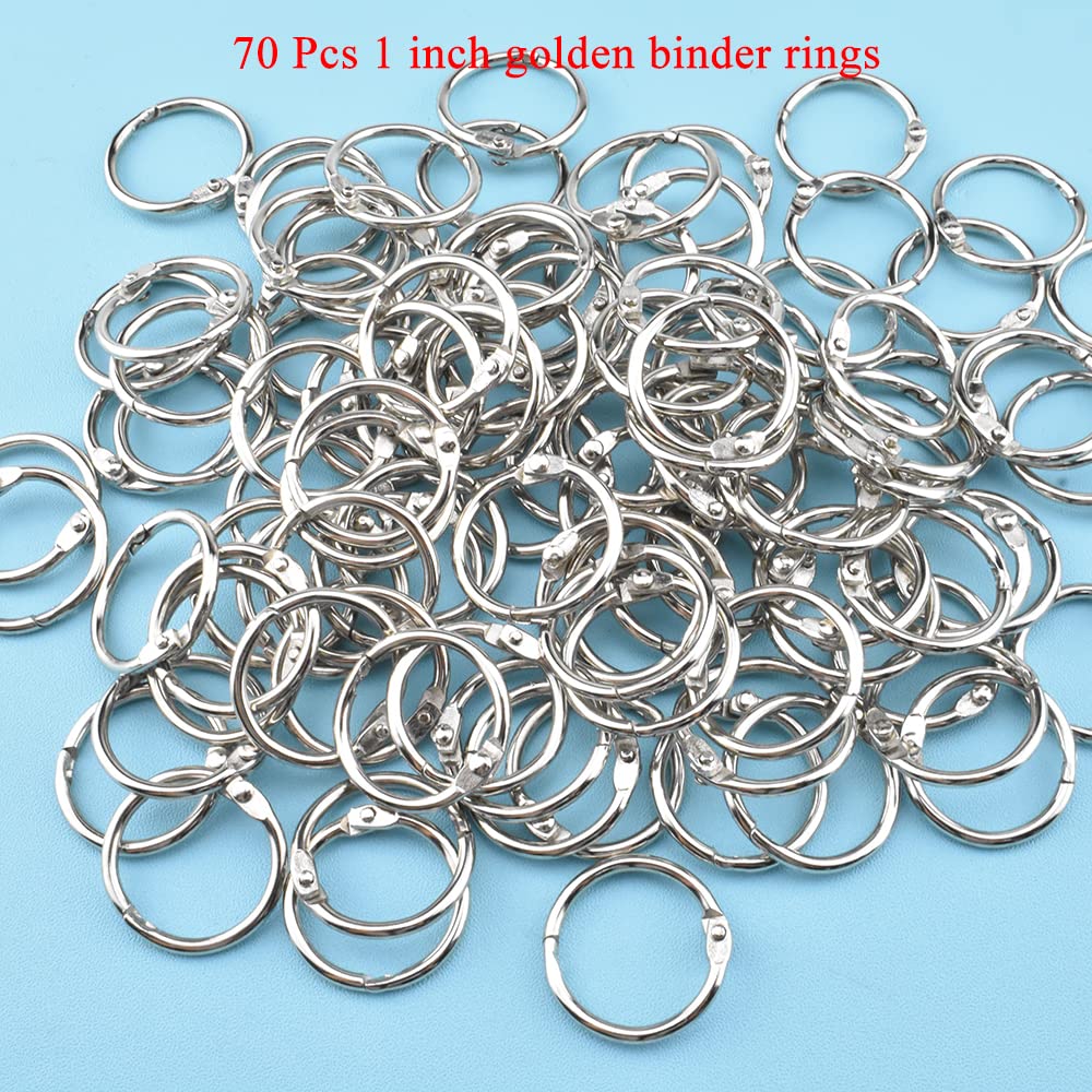HAHIYO 1 Inch Metal Binder Rings - 70Pcs Silver Key Rings for Index Cards & Paper Organization