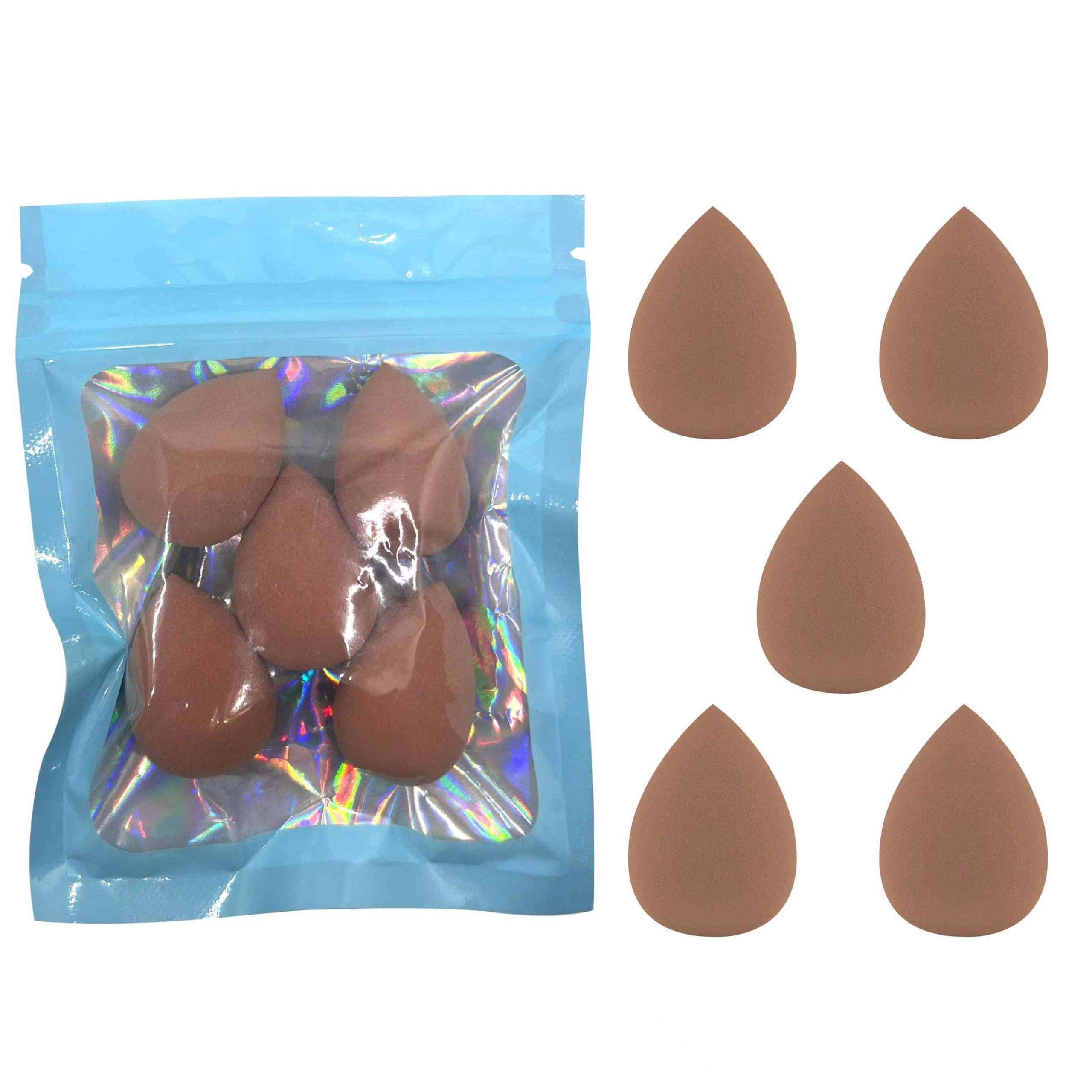 5PCS Mini Beauty Blender Sponges - Soft & Flexible Makeup Sponge Set for Foundation, Powder & Liquid - Multi-Colored Cosmetic Blenders - Perfect for Travel & Professional Makeup Application (Coffee)