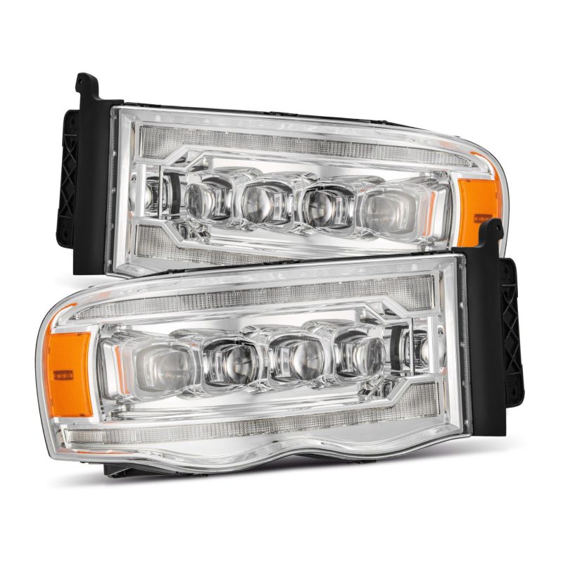 AlphaRex NOVA LED Projector Headlights Chrome for Dodge Ram 1500 (2002-2005) & 2500/3500 (2003-2005) - High Performance Lighting for Off-Road & Night Driving