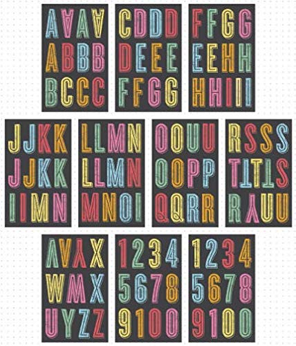 me & my BIG ideas Cyclone Chalk Alphabet Stickers - Large Multi-Colored Letter Decals for DIY Scrapbooking, Journaling & Home Decor